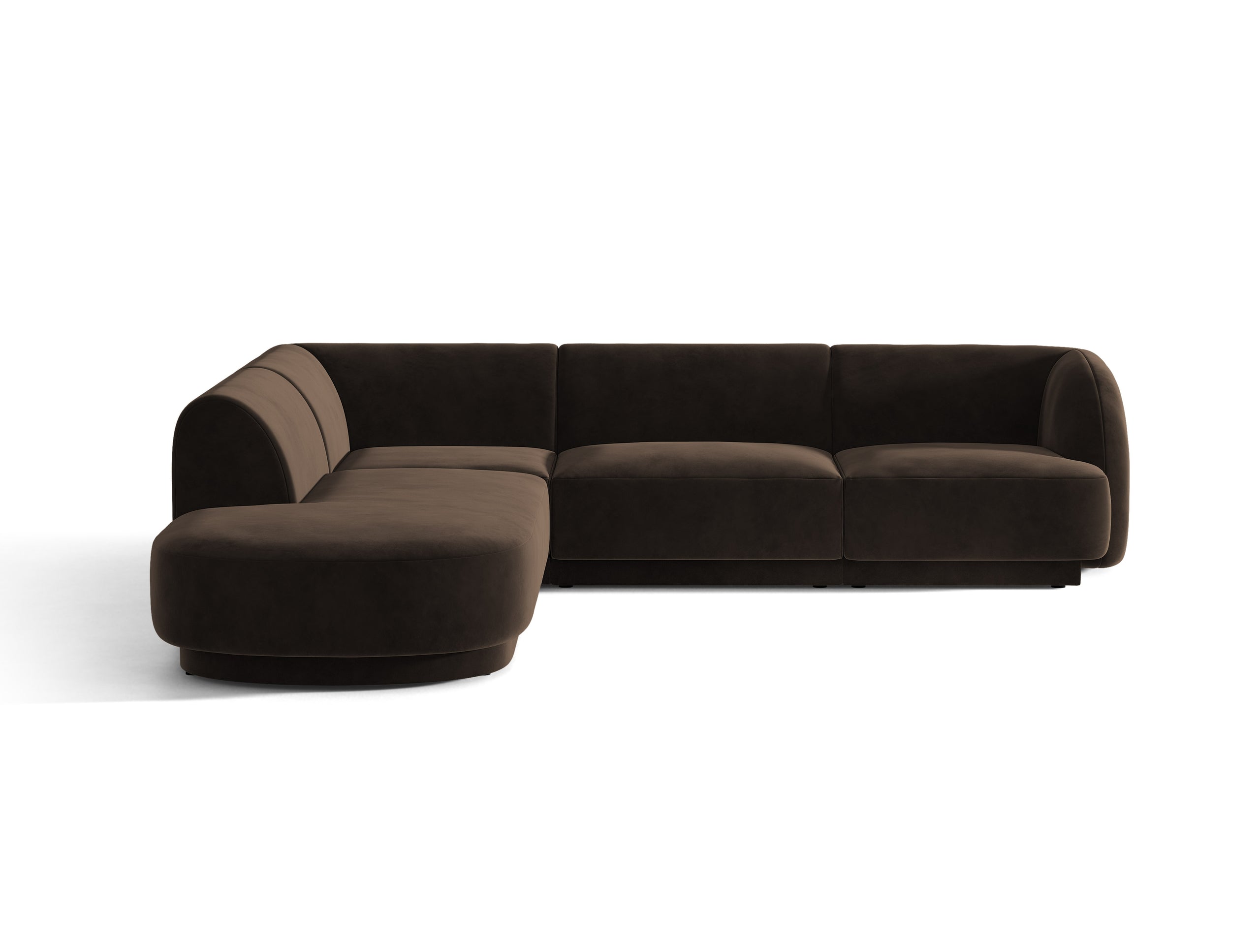 Micadoni Miley rohová sedačka 255 × 248 cm - Zamat Bluvel (Blu48) - Tmavohnedá - Ľavé prevedenie