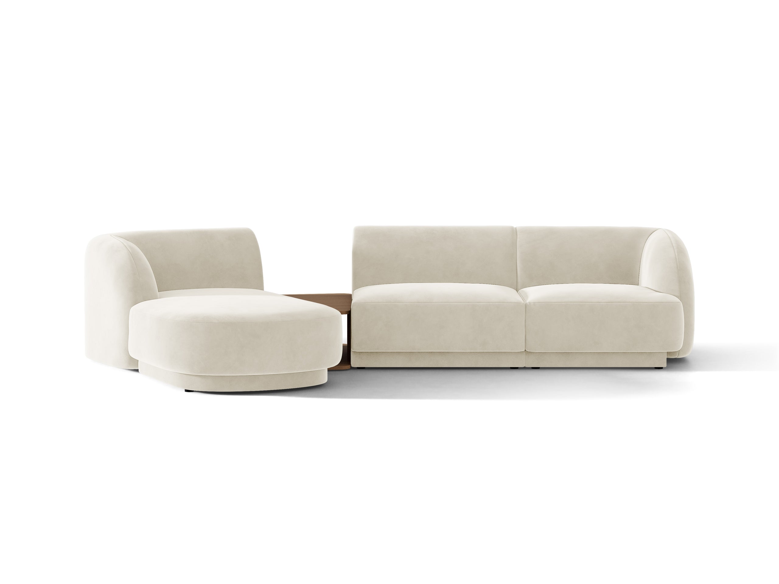 Micadoni Miley modul sedačky s podrúčkou 303 × 178 cm - Zamat Bluvel (Blu22) - Svetlobéžová - Ľavé prevedenie