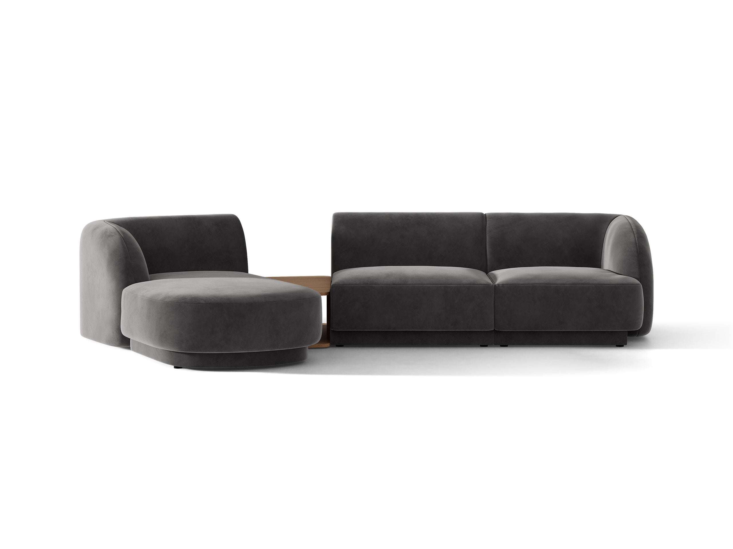 Micadoni Miley modul sedačky s podrúčkou 303 × 178 cm - Zamat Bluvel (Blu14) - Sivá - Ľavé prevedenie