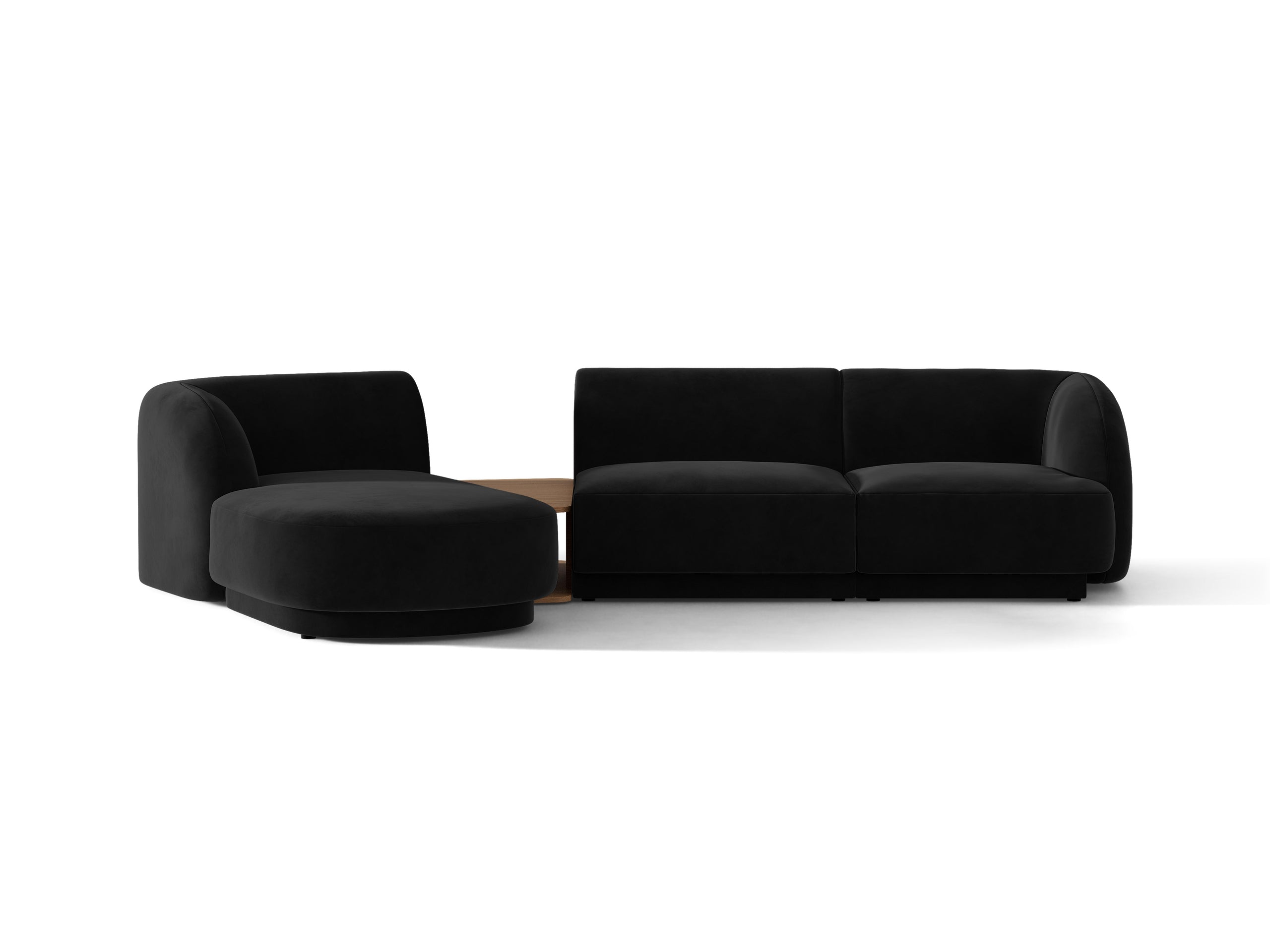 Micadoni Miley modul sedačky s podrúčkou 303 × 178 cm - Zamat Bluvel (Blu19) - Čierna - Ľavé prevedenie