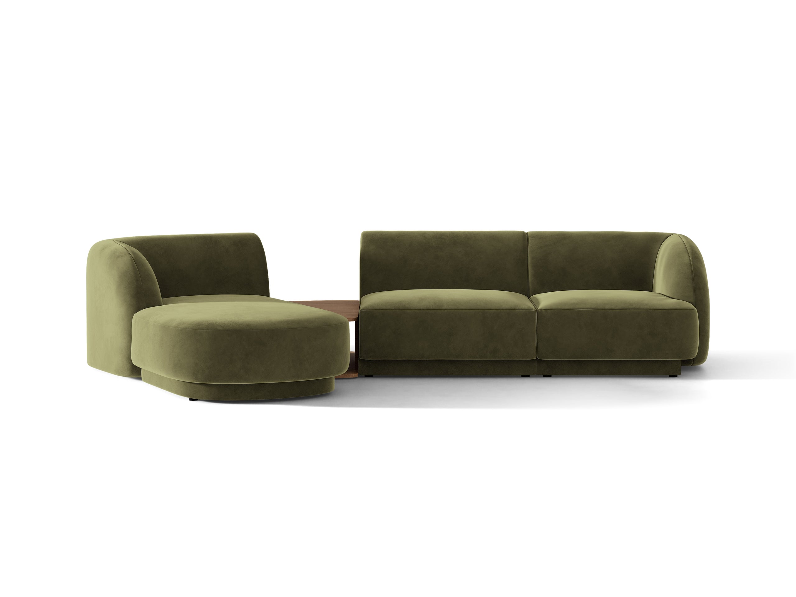 Micadoni Miley modul sedačky s podrúčkou 303 × 178 cm - Zamat Bluvel (Blu77) - Zelená - Ľavé prevedenie