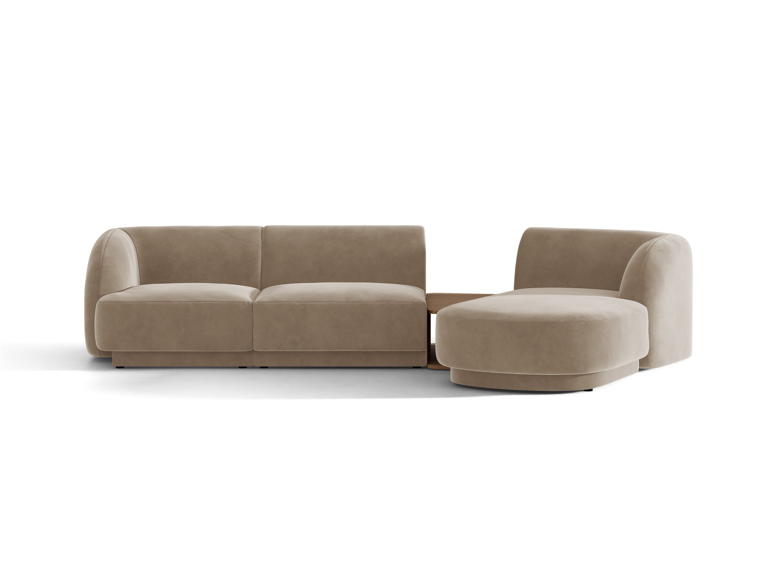 Micadoni Miley modul sedačky s podrúčkou 303 × 178 cm - Zamat Bluvel (Blu40) - Kapučínová - Pravé prevedenie