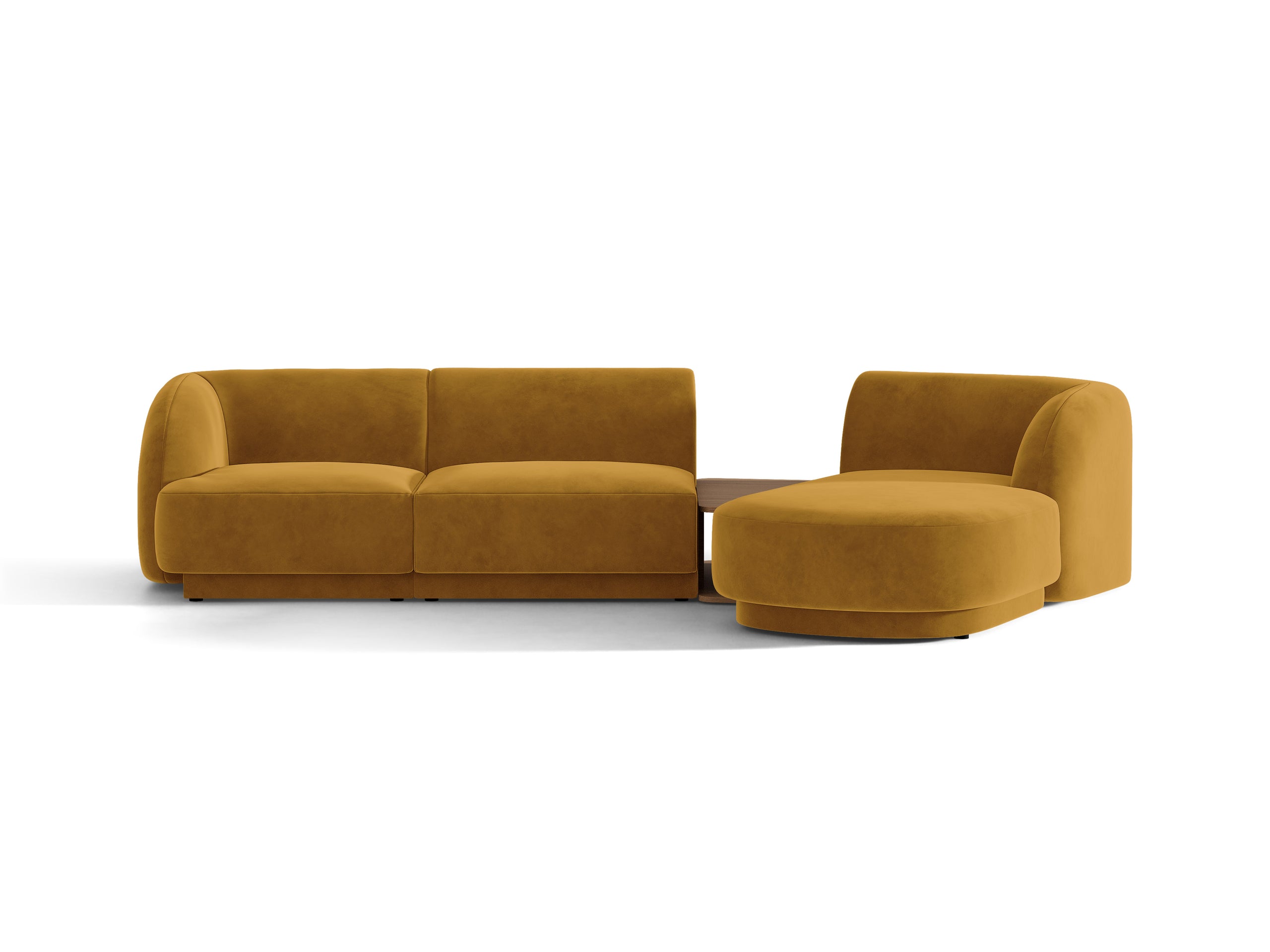 Micadoni Miley modul sedačky s podrúčkou 303 × 178 cm - Zamat Bluvel (Blu68) - Žltá - Pravé prevedenie