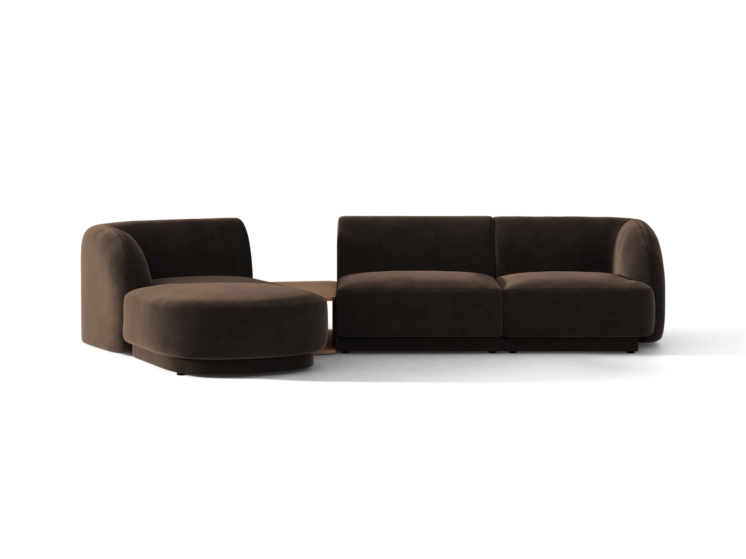 Micadoni Miley modul sedačky s podrúčkou 303 × 178 cm - Zamat Bluvel (Blu48) - Tmavohnedá - Ľavé prevedenie