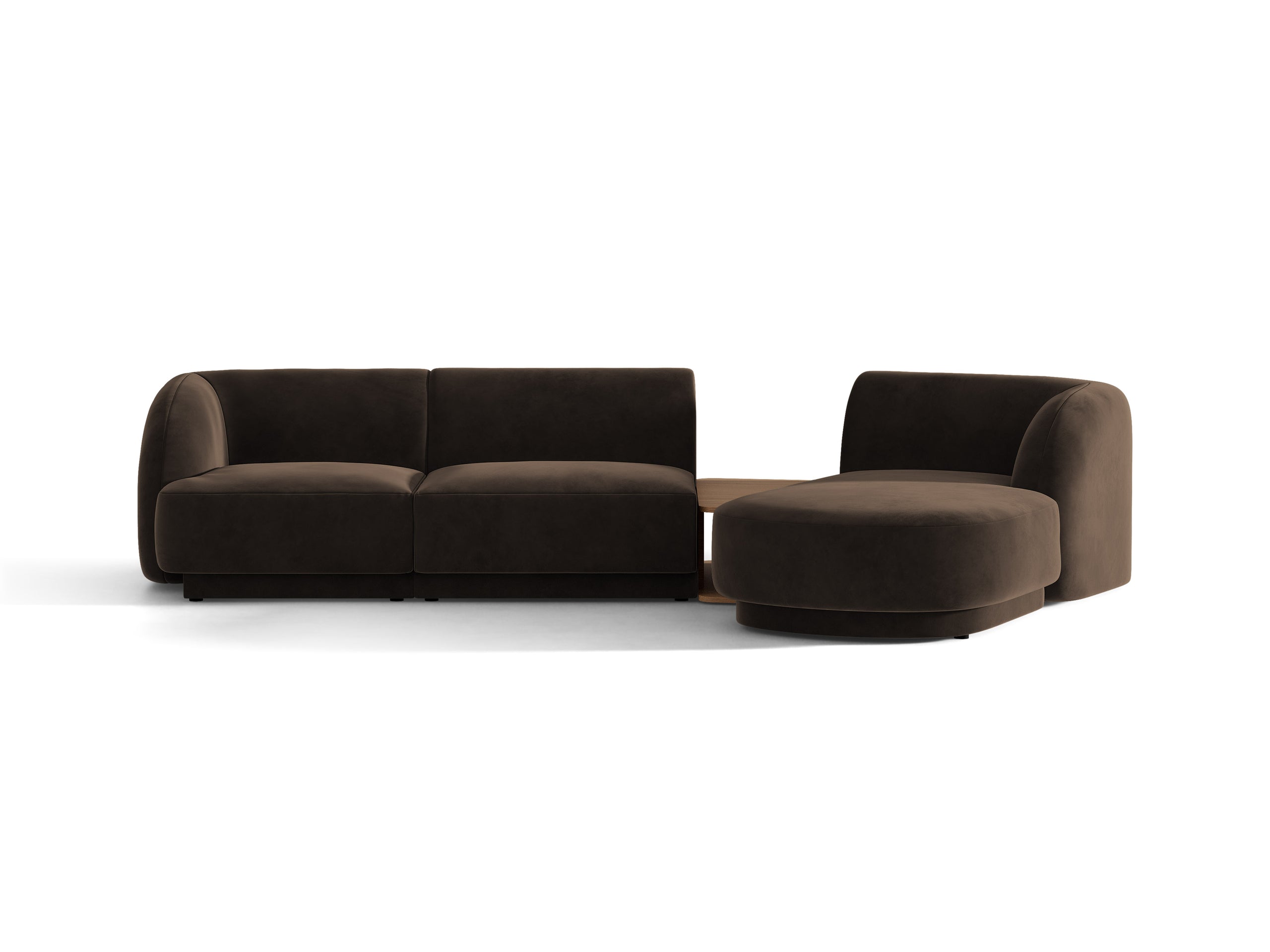 Micadoni Miley modul sedačky s podrúčkou 303 × 178 cm - Zamat Bluvel (Blu48) - Tmavohnedá - Pravé prevedenie