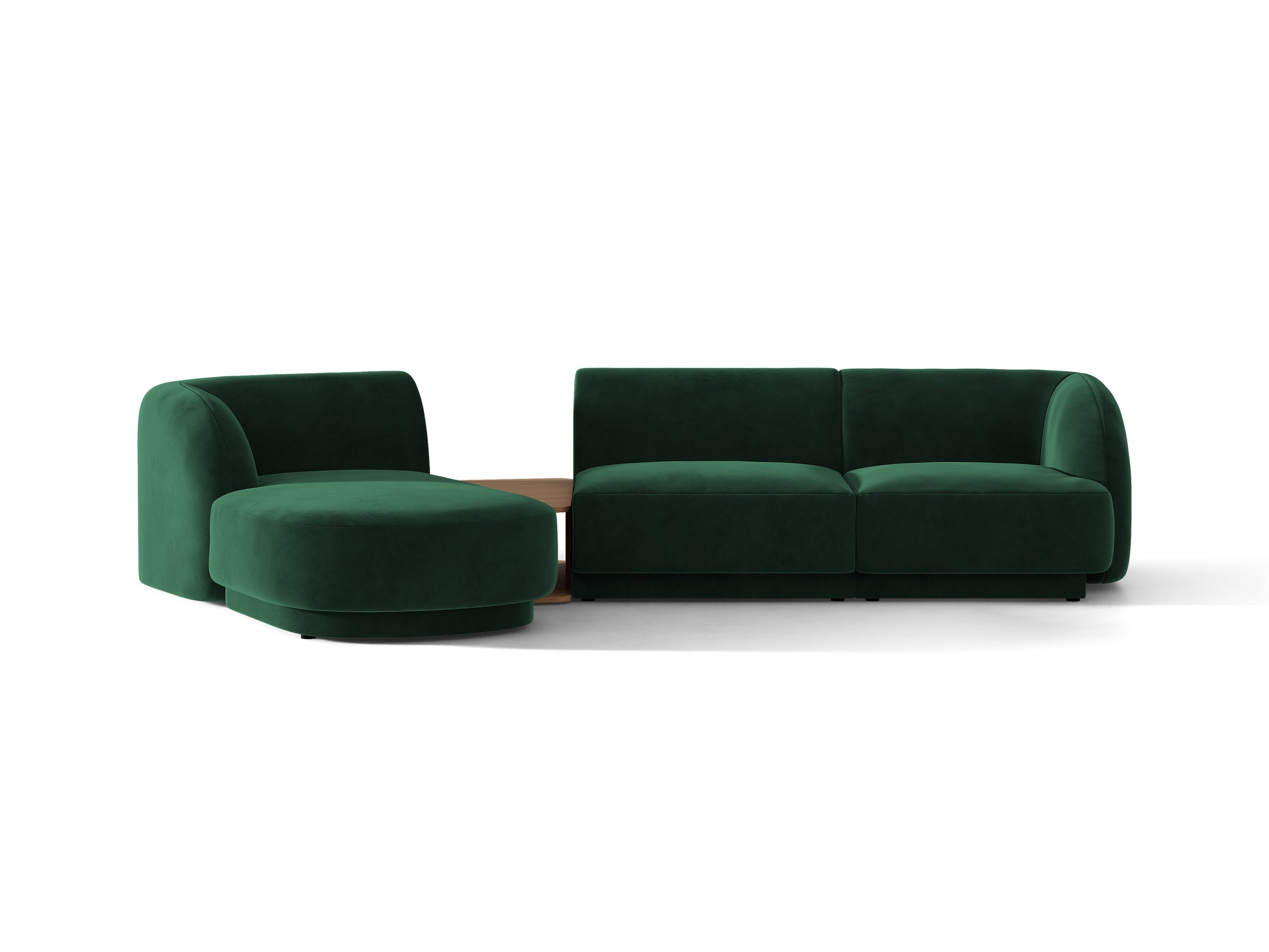 Micadoni Miley modul sedačky s podrúčkou 303 × 178 cm - Zamat Bluvel (Blu78) - Fľaškovozelená - Ľavé prevedenie