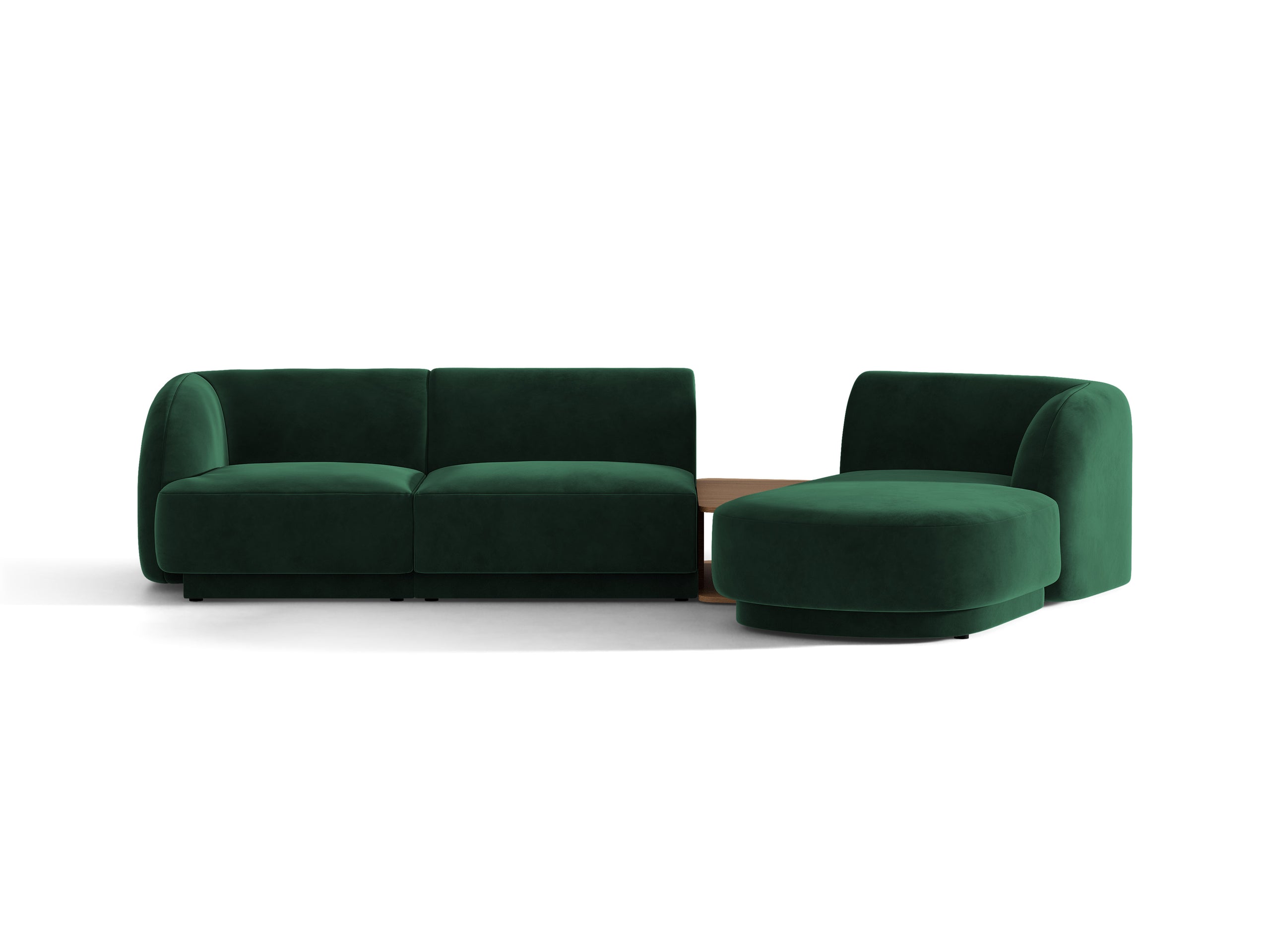 Micadoni Miley modul sedačky s podrúčkou 303 × 178 cm - Zamat Bluvel (Blu78) - Fľaškovozelená - Pravé prevedenie