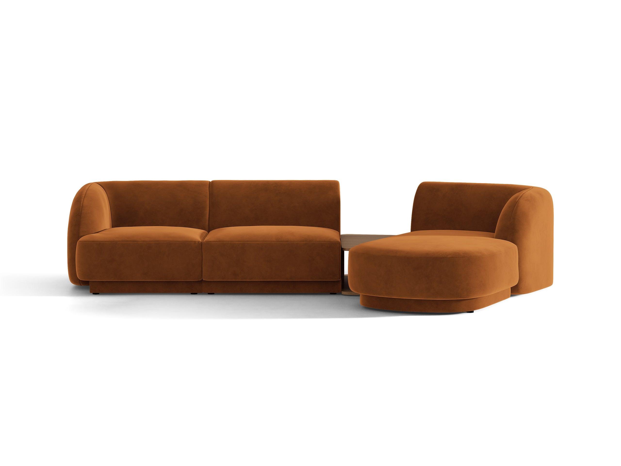 Micadoni Miley modul sedačky s podrúčkou 303 × 178 cm - Zamat Bluvel (Blu4215) - Terakotová - Pravé prevedenie