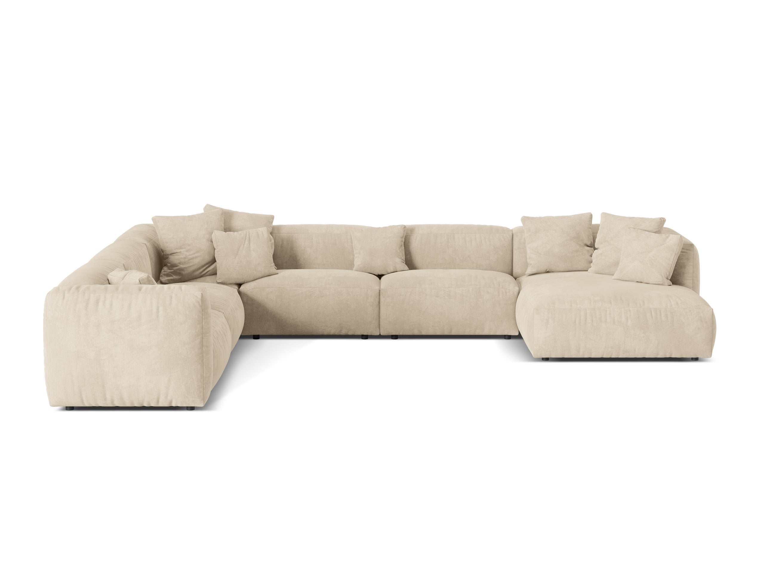 Micadoni Martina rohová sedačka - Zamat Vogue (Vog1) - Svetlobéžová - Nohy: Čierny plast - Ľavé prevedenie - Variant 76 cm