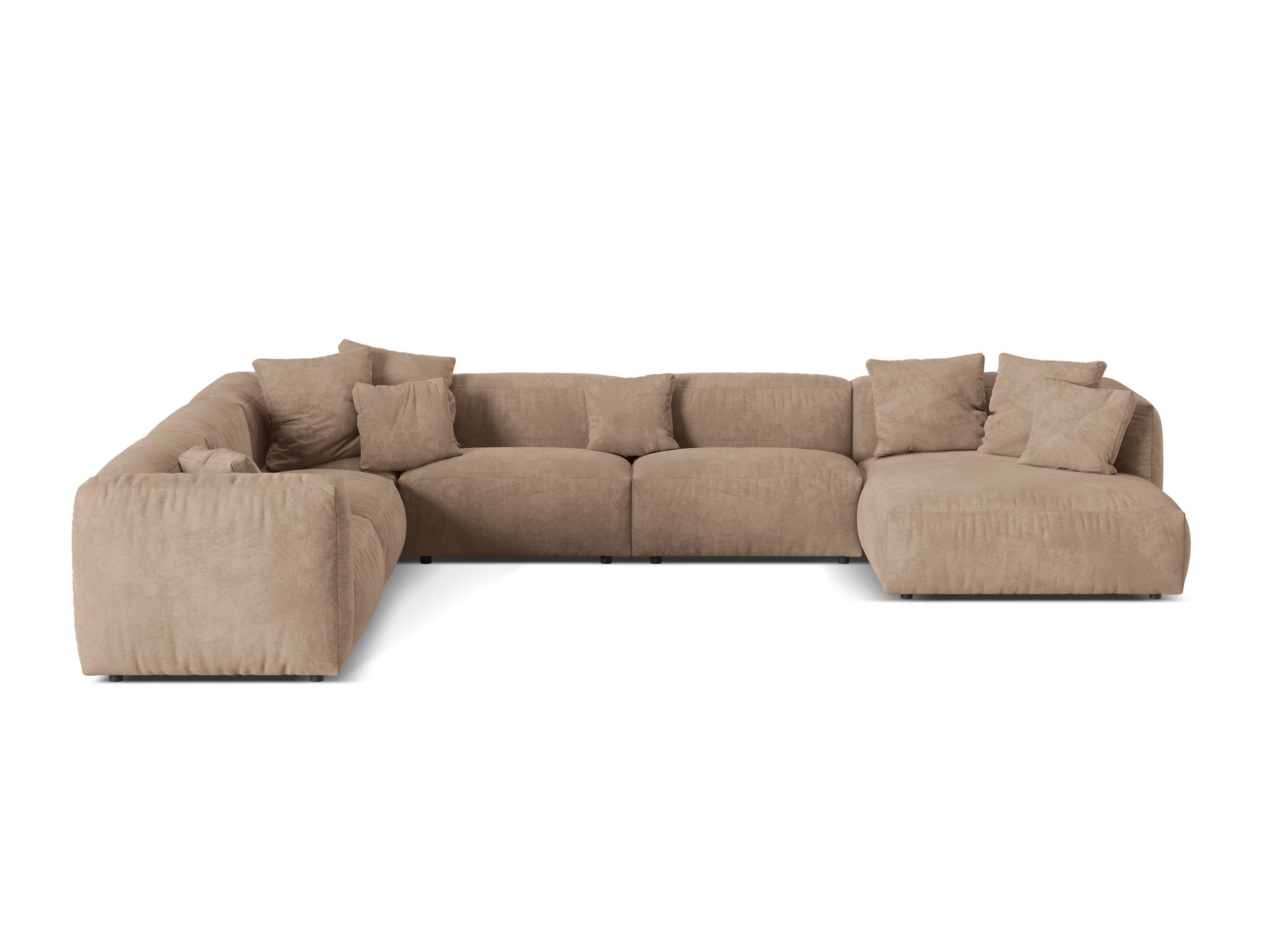 Micadoni Martina rohová sedačka - Zamat Vogue (Vog3) - Tmavobéžová - Nohy: Čierny plast - Ľavé prevedenie - Variant 76 cm