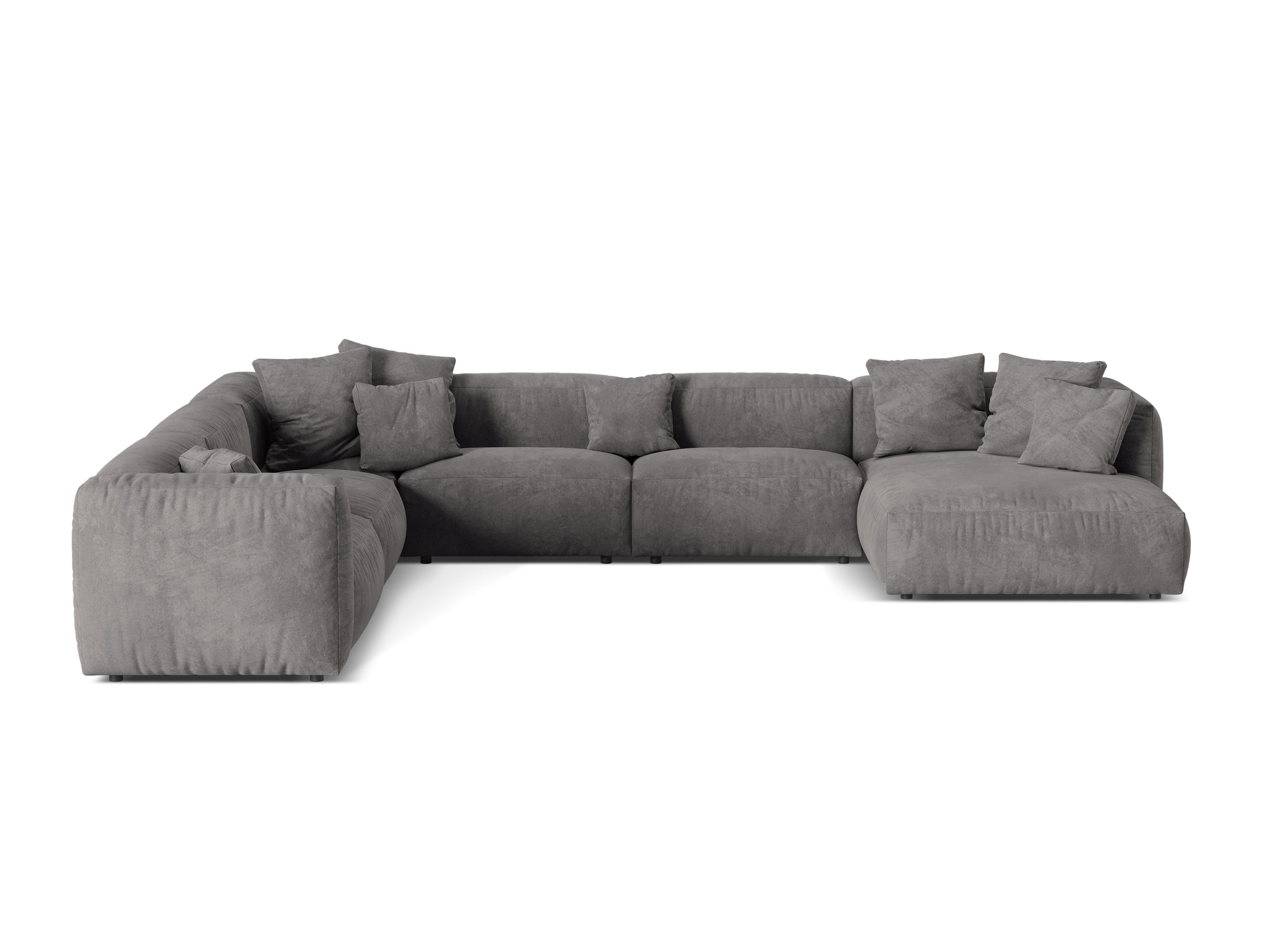 Micadoni Martina rohová sedačka - Zamat Vogue (Vog15) - Sivá - Nohy: Čierny plast - Ľavé prevedenie - Variant 76 cm