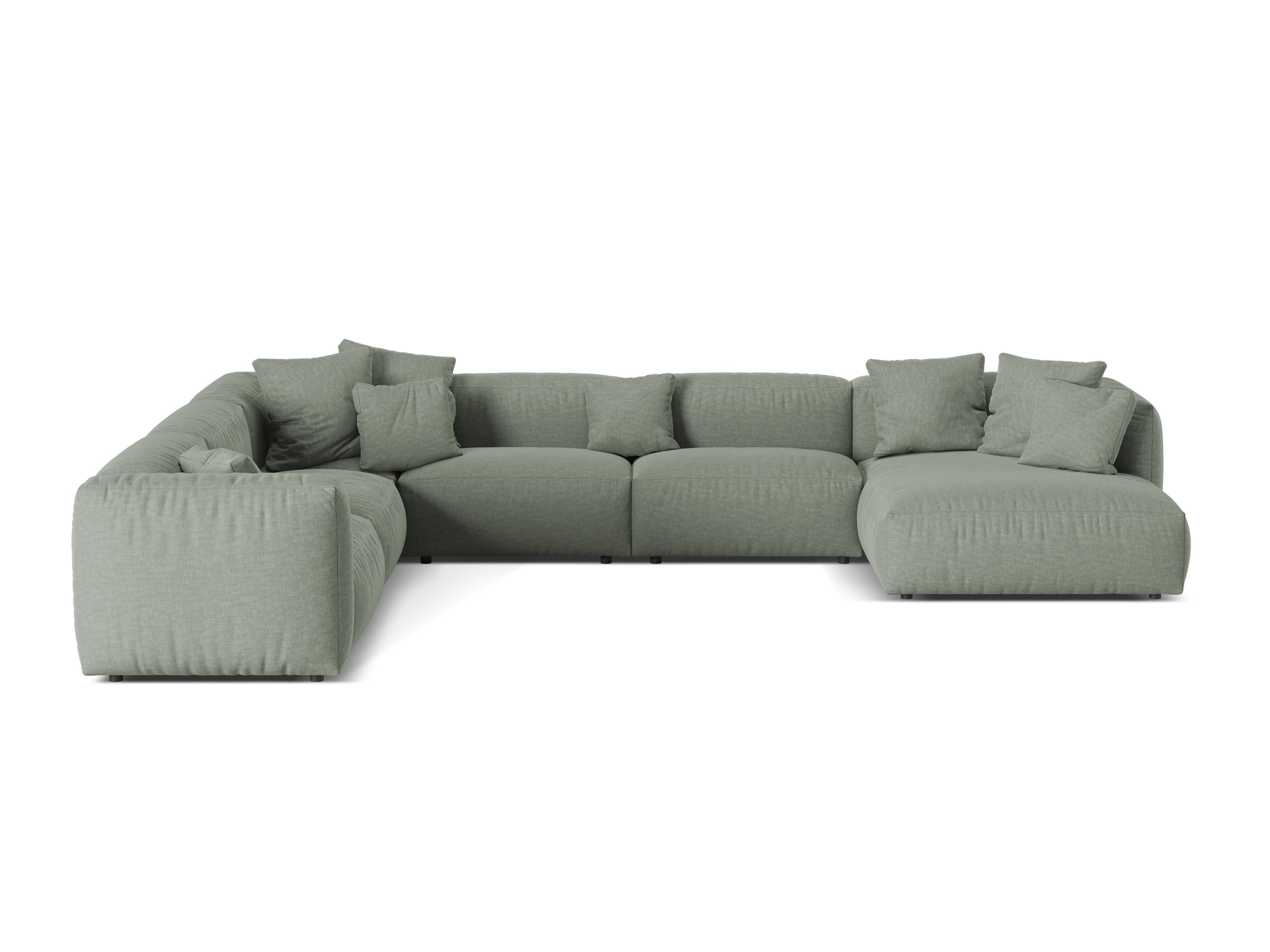 Micadoni Martina rohová sedačka - Štrukturovaná látka Boston (Bowagreen) - Machovozelená - Nohy: Čierny plast - Ľavé prevedenie - Variant 76 cm