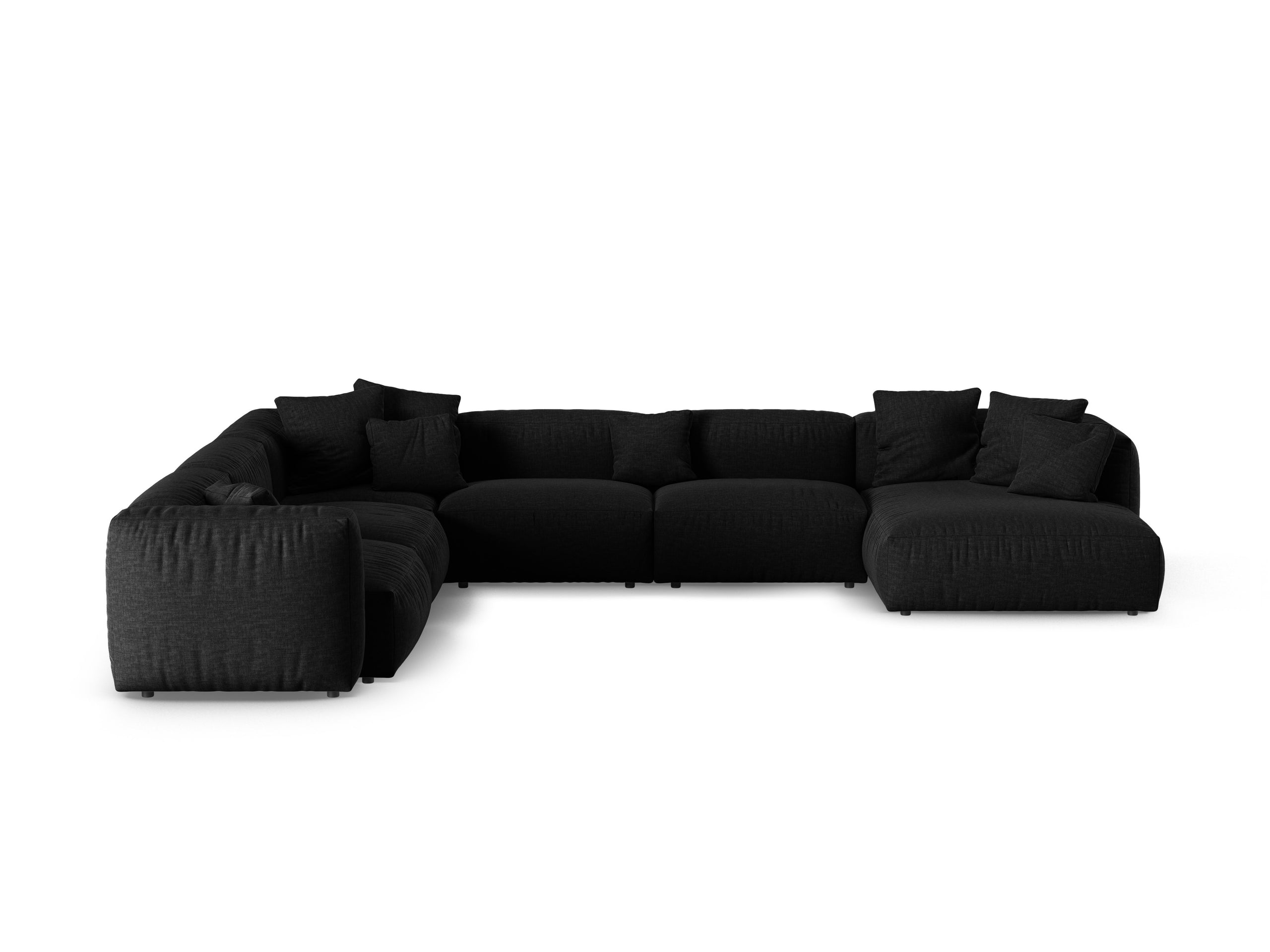 Micadoni Martina rohová sedačka - Štrukturovaná látka Boston (Boblack) - Čierna - Nohy: Čierny plast - Ľavé prevedenie - Variant 90 cm