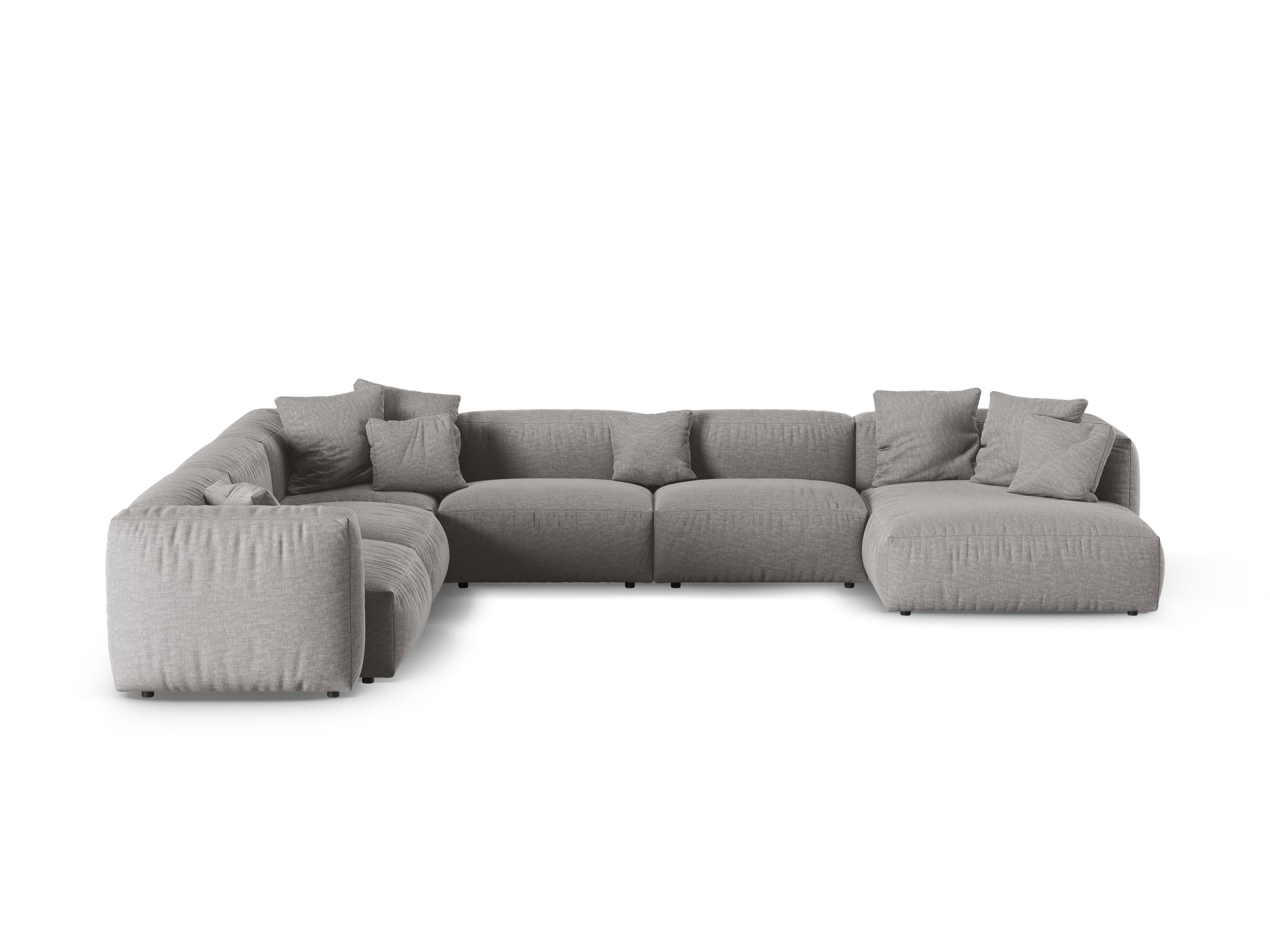 Micadoni Martina rohová sedačka - Štrukturovaná látka Boston (Boligre) - Svetlosivá - Nohy: Čierny plast - Ľavé prevedenie - Variant 90 cm