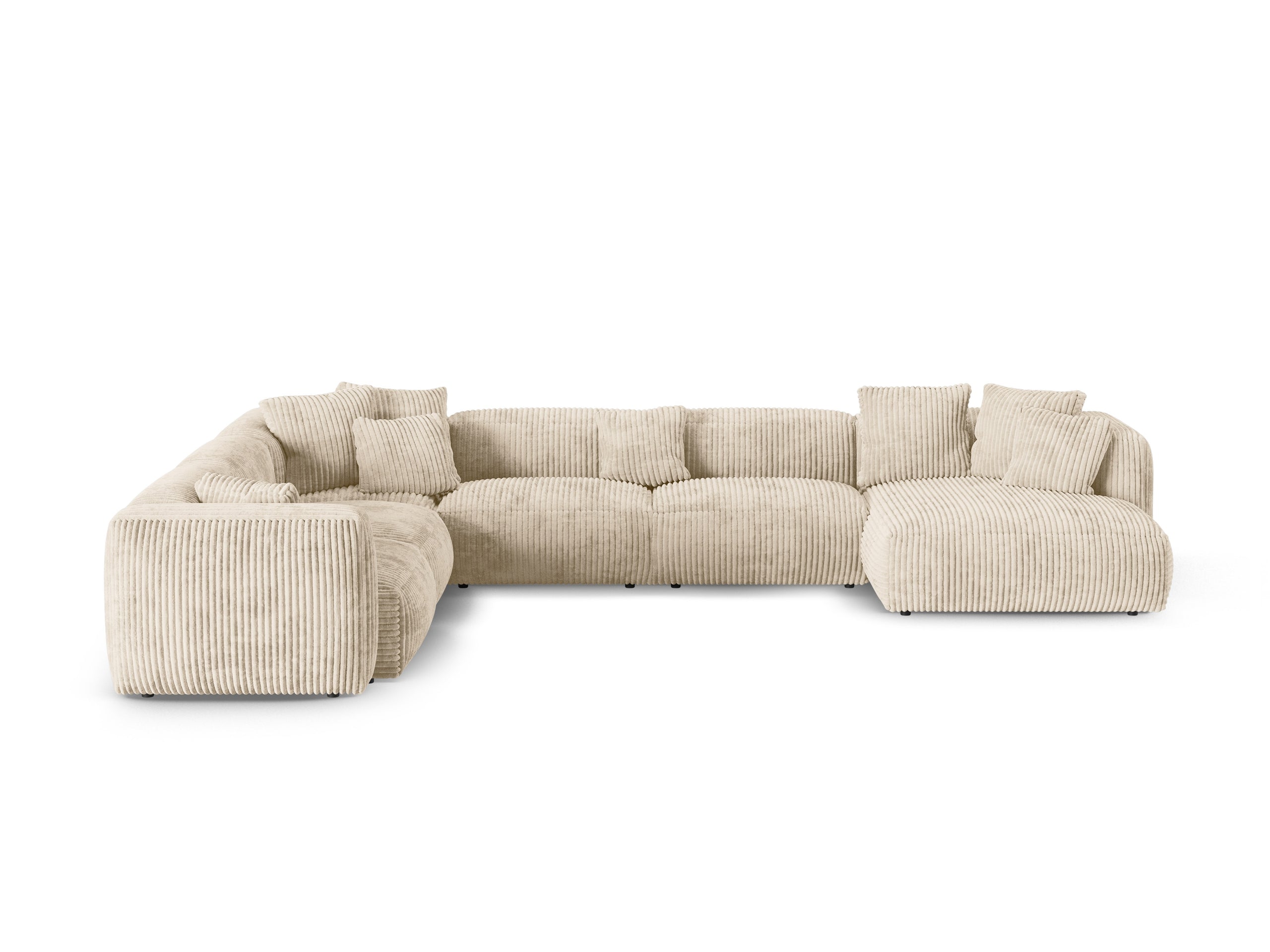 Micadoni Martina rohová sedačka - Menčester Tilia (Til03) - Svetlobéžová - Nohy: Čierny plast - Ľavé prevedenie - Variant 90 cm