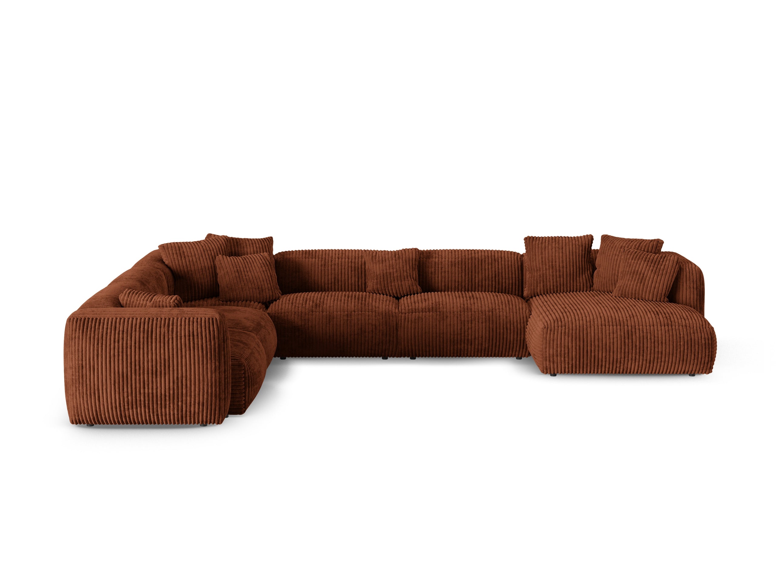 Micadoni Martina rohová sedačka - Menčester Tilia (Til52) - Tehlová - Nohy: Čierny plast - Ľavé prevedenie - Variant 90 cm