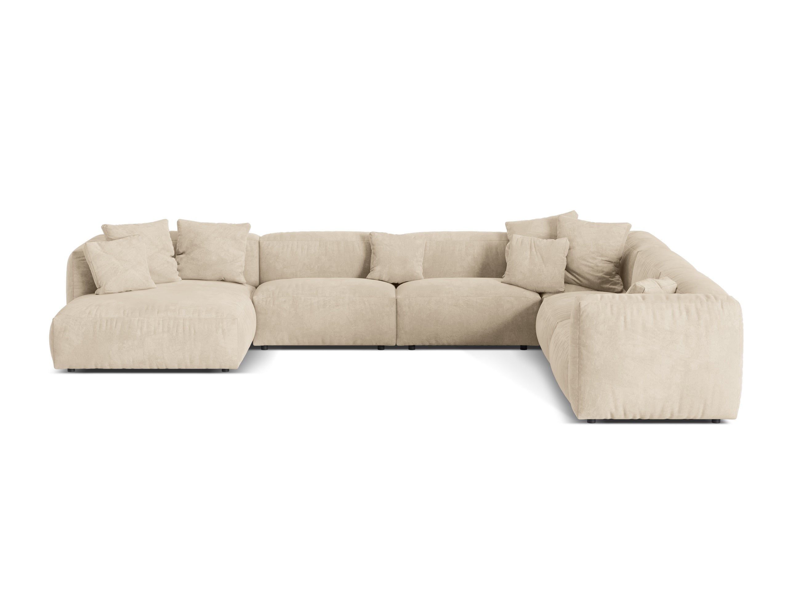 Micadoni Martina rohová sedačka - Zamat Vogue (Vog1) - Svetlobéžová - Nohy: Čierny plast - Pravé prevedenie - Variant 76 cm