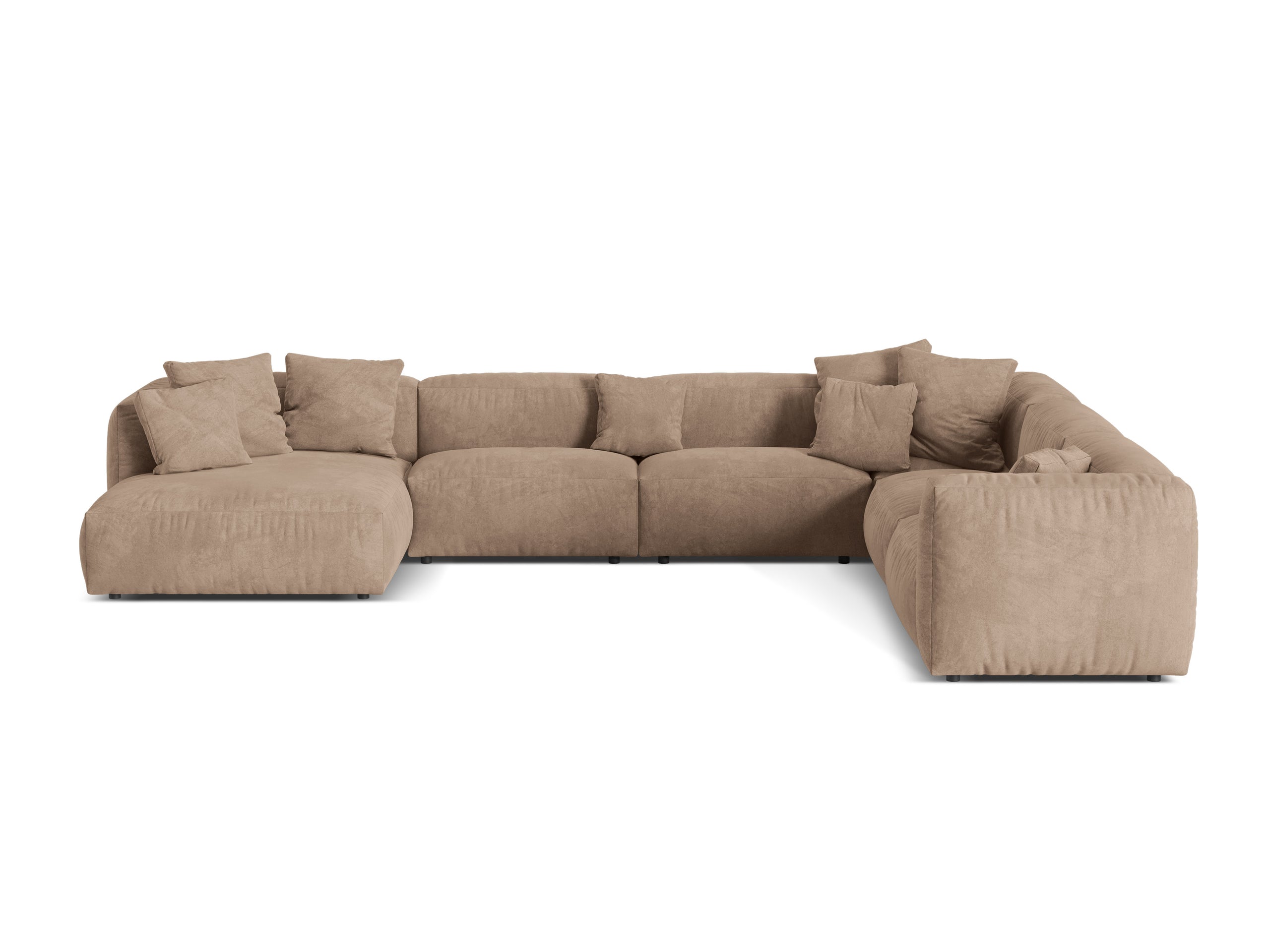 Micadoni Martina rohová sedačka - Zamat Vogue (Vog3) - Tmavobéžová - Nohy: Čierny plast - Pravé prevedenie - Variant 76 cm