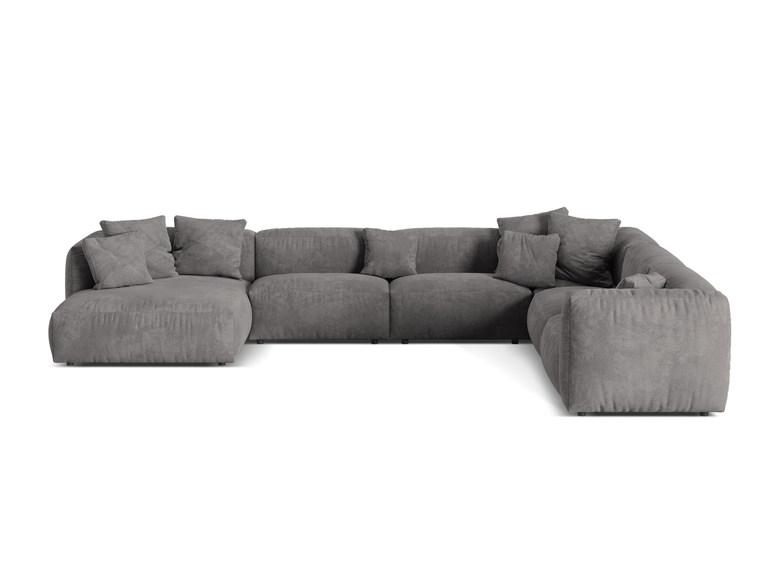 Micadoni Martina rohová sedačka - Zamat Vogue (Vog15) - Sivá - Nohy: Čierny plast - Pravé prevedenie - Variant 76 cm
