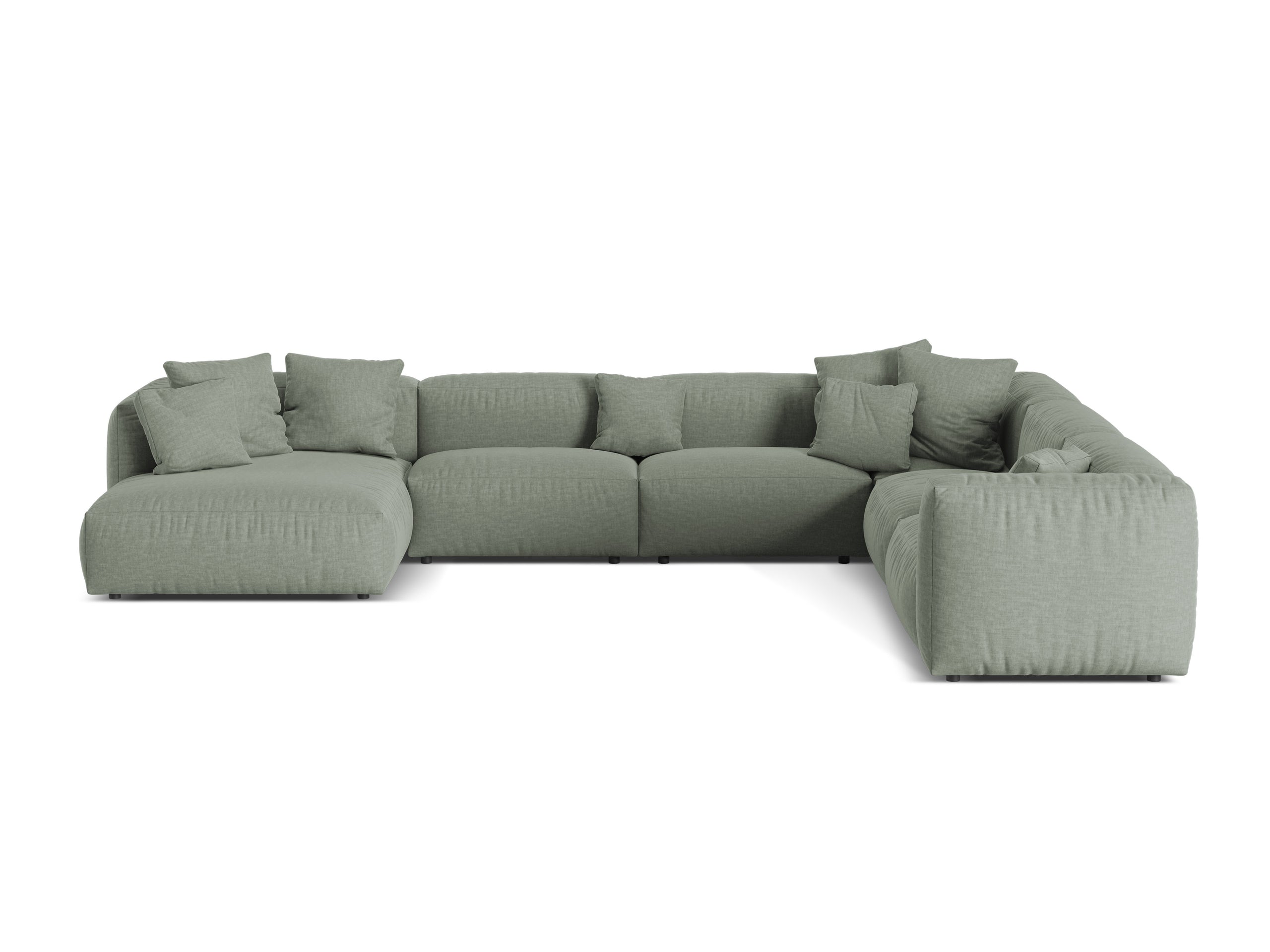 Micadoni Martina rohová sedačka - Štrukturovaná látka Boston (Bowagreen) - Machovozelená - Nohy: Čierny plast - Pravé prevedenie - Variant 76 cm