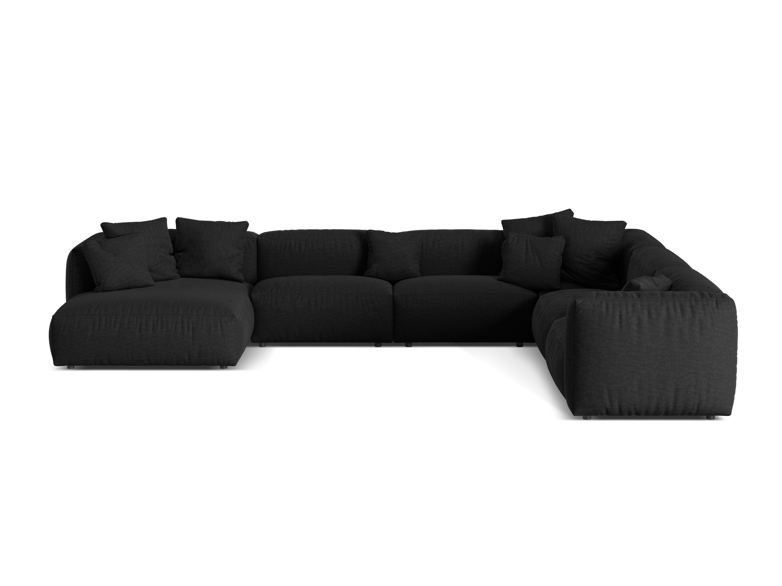 Micadoni Martina rohová sedačka - Štrukturovaná látka Boston (Boblack) - Čierna - Nohy: Čierny plast - Pravé prevedenie - Variant 76 cm