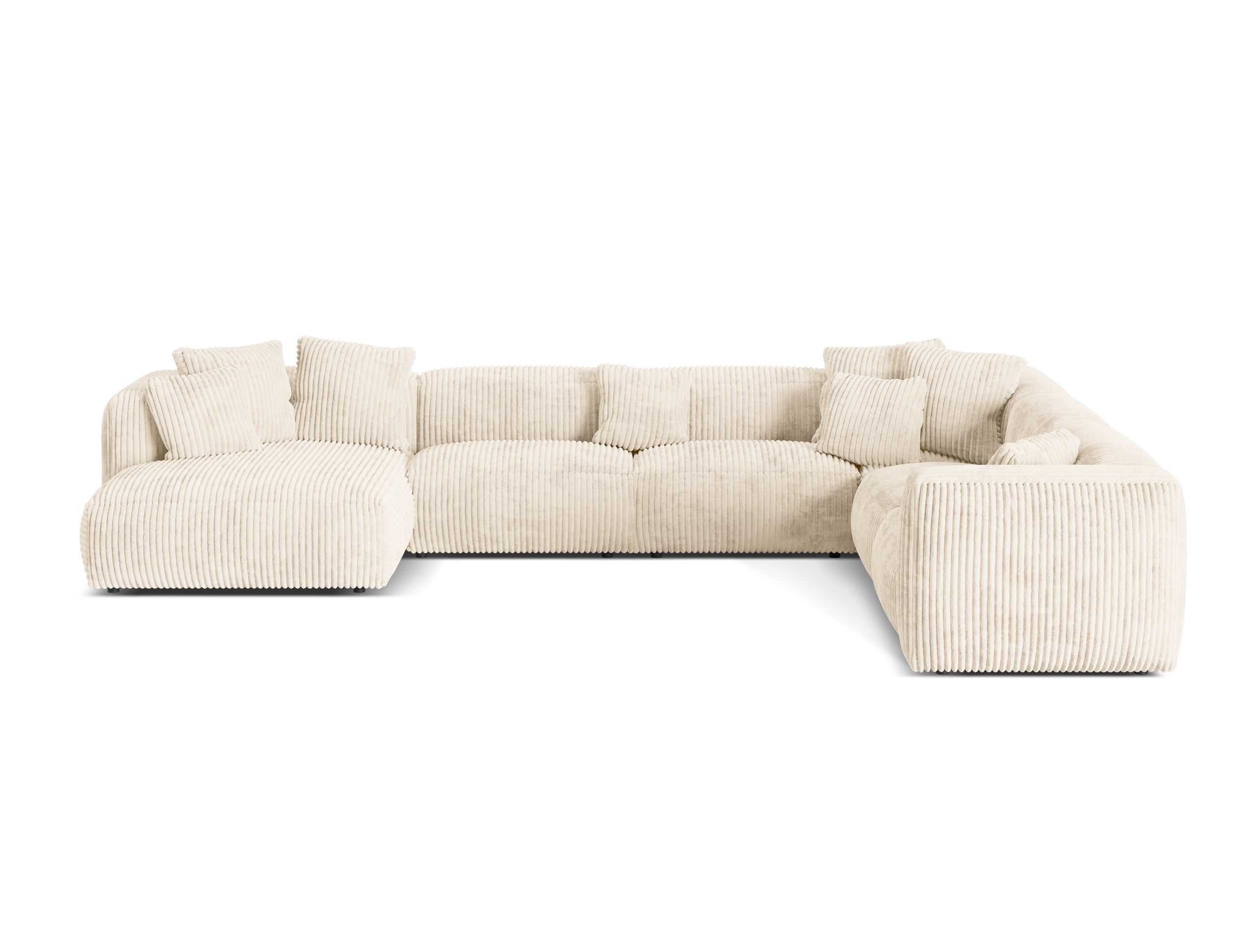 Micadoni Martina rohová sedačka - Menčester Tilia (Til03) - Svetlobéžová - Nohy: Čierny plast - Pravé prevedenie - Variant 76 cm