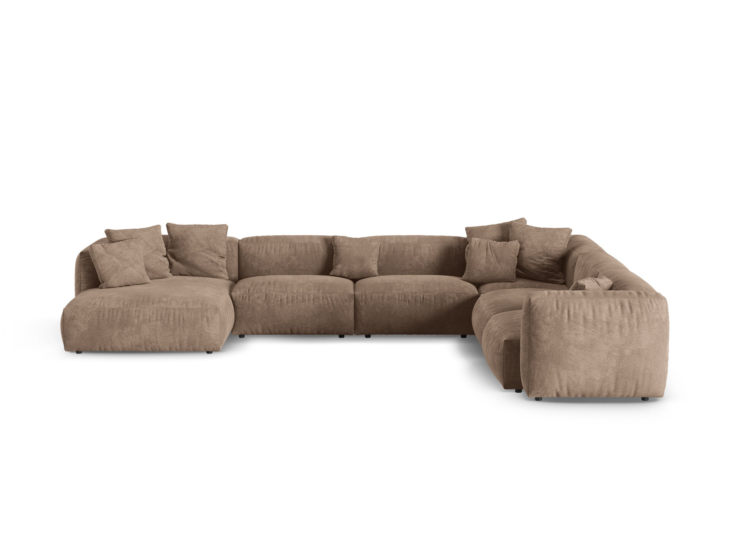 Micadoni Martina rohová sedačka - Zamat Vogue (Vog3) - Tmavobéžová - Nohy: Čierny plast - Pravé prevedenie - Variant 90 cm