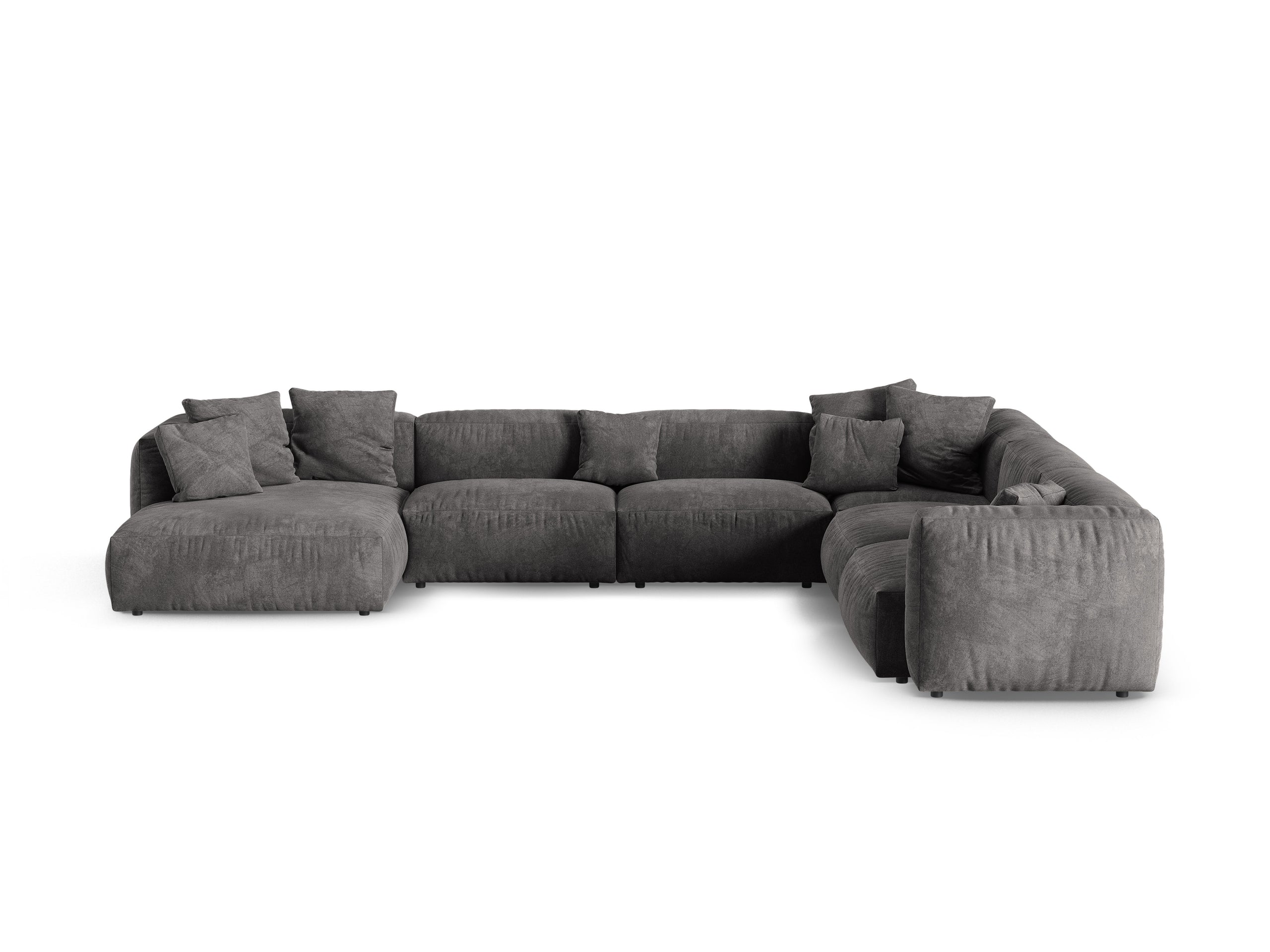 Micadoni Martina rohová sedačka - Zamat Vogue (Vog15) - Sivá - Nohy: Čierny plast - Pravé prevedenie - Variant 90 cm