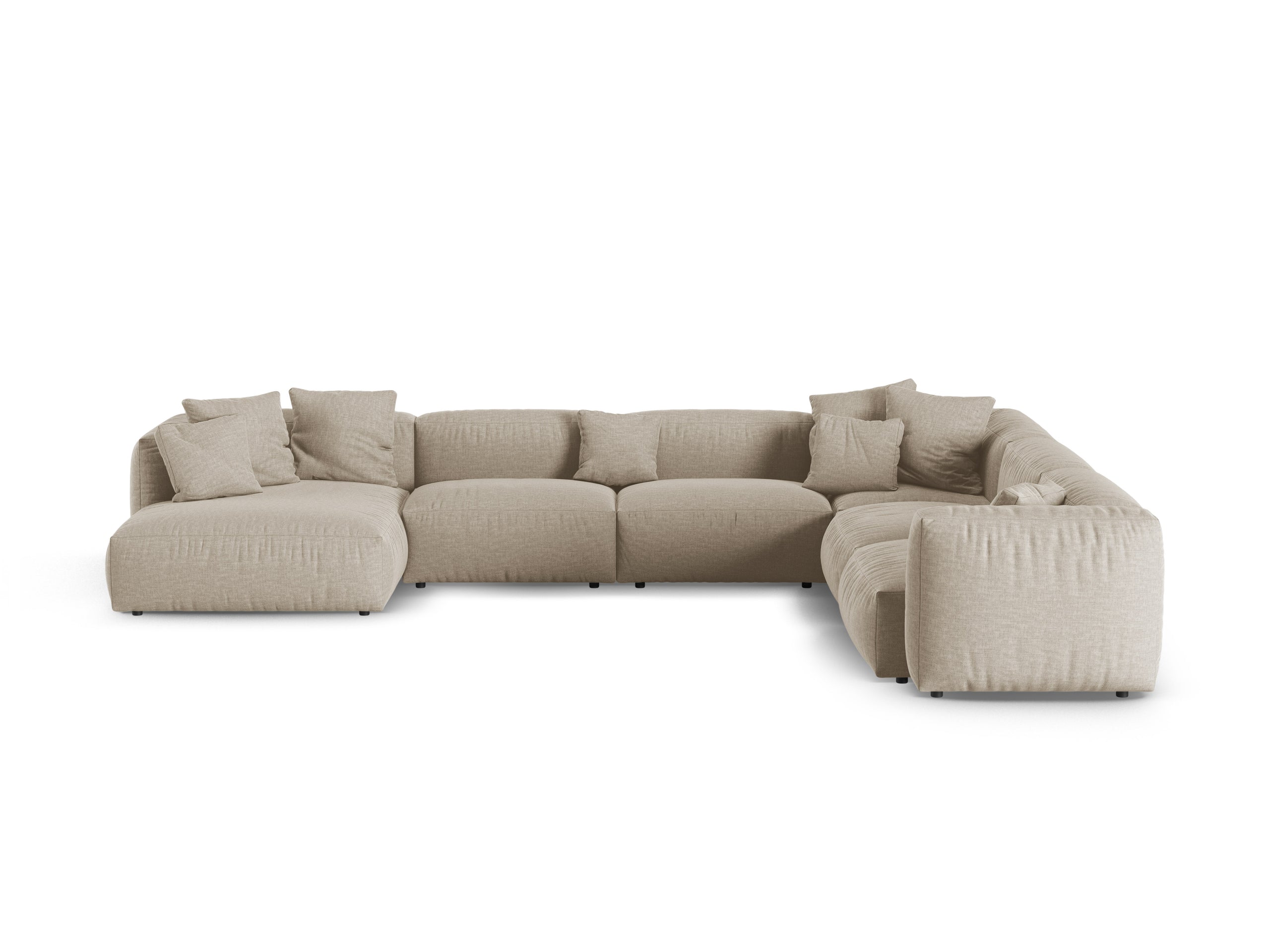 Micadoni Martina rohová sedačka - Štrukturovaná látka Boston (Botoffee) - Svetlobéžová - Nohy: Čierny plast - Pravé prevedenie - Variant 90 cm