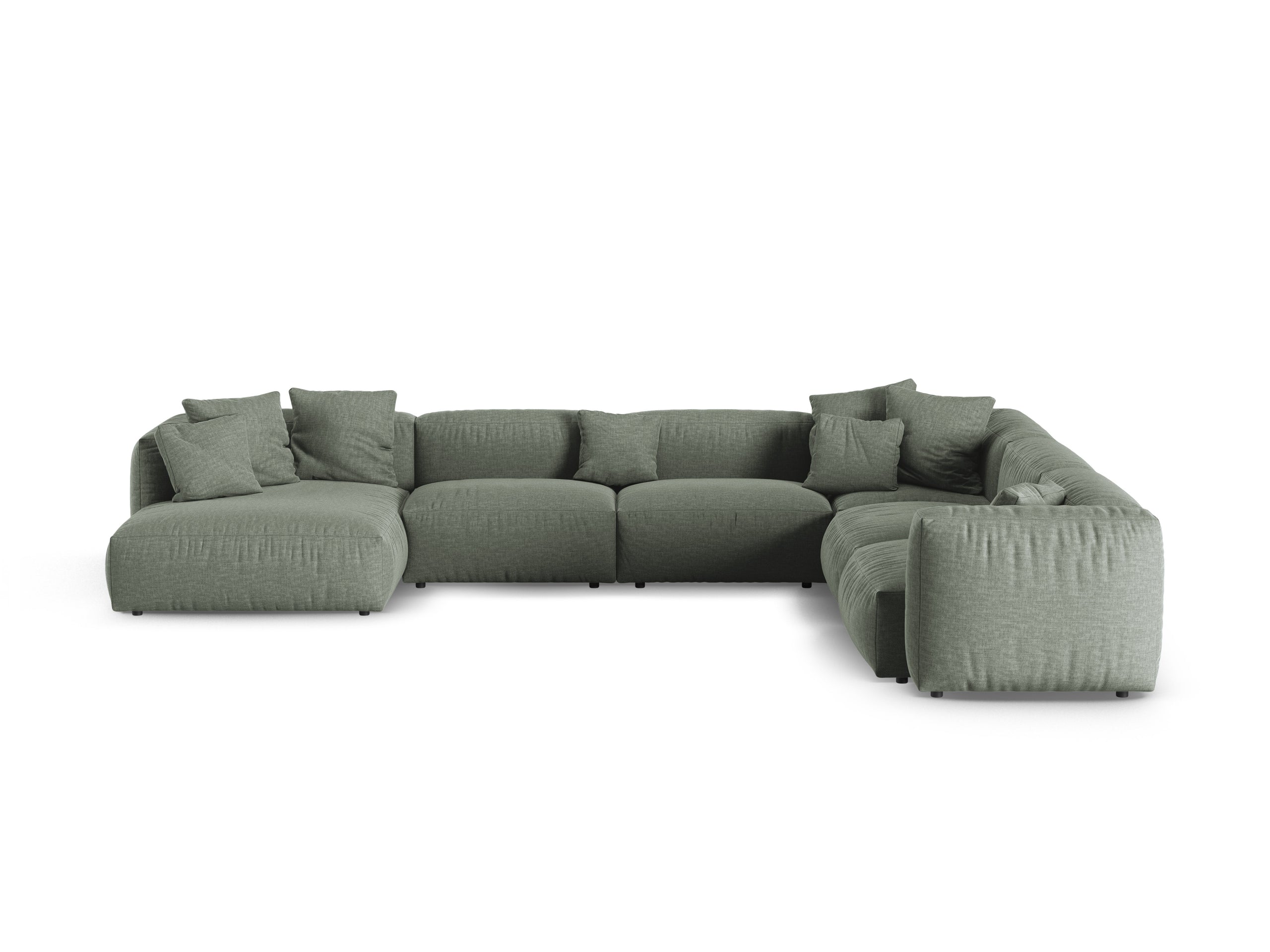 Micadoni Martina rohová sedačka - Štrukturovaná látka Boston (Bowagreen) - Machovozelená - Nohy: Čierny plast - Pravé prevedenie - Variant 90 cm