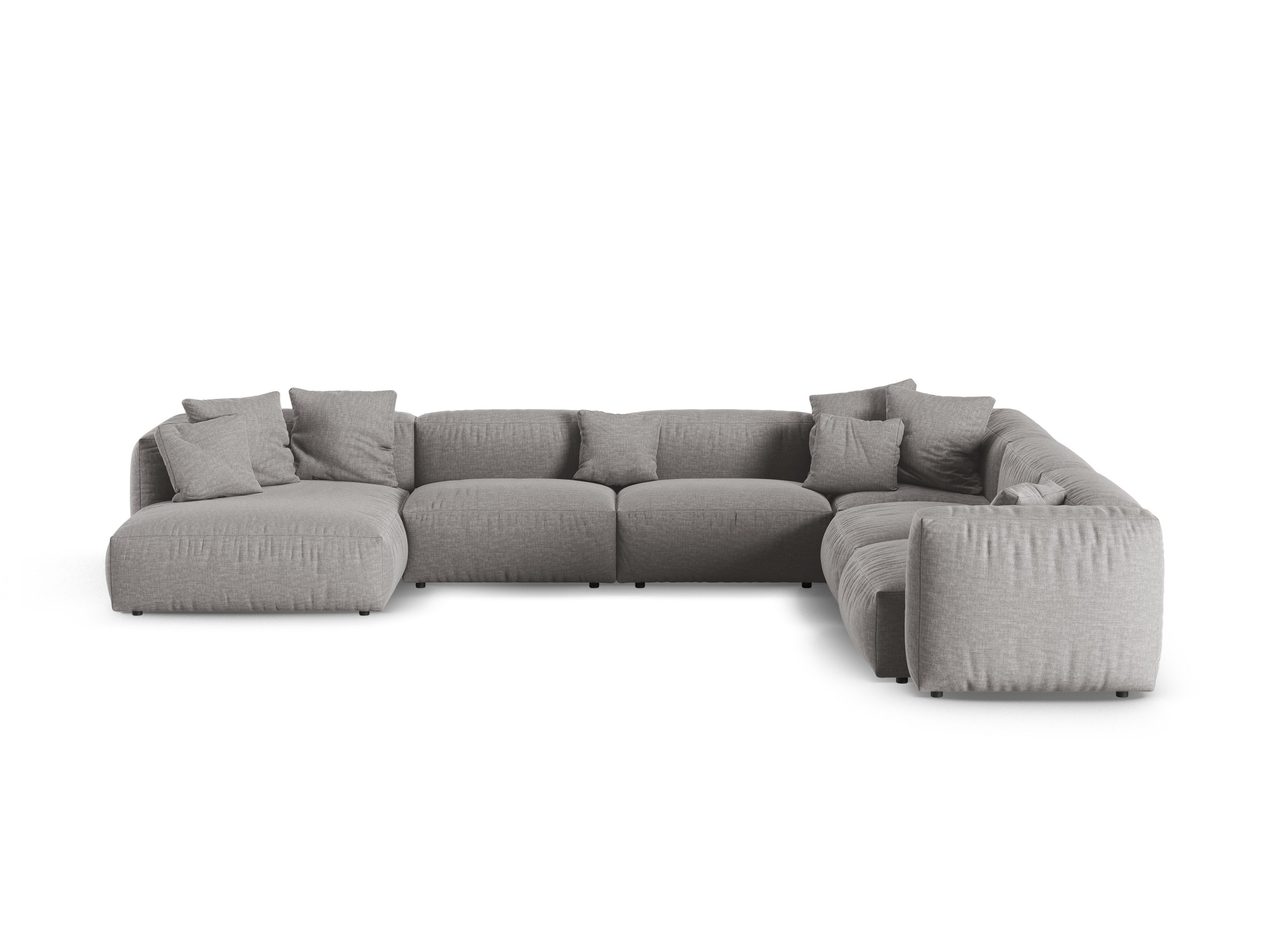 Micadoni Martina rohová sedačka - Štrukturovaná látka Boston (Boligre) - Svetlosivá - Nohy: Čierny plast - Pravé prevedenie - Variant 90 cm