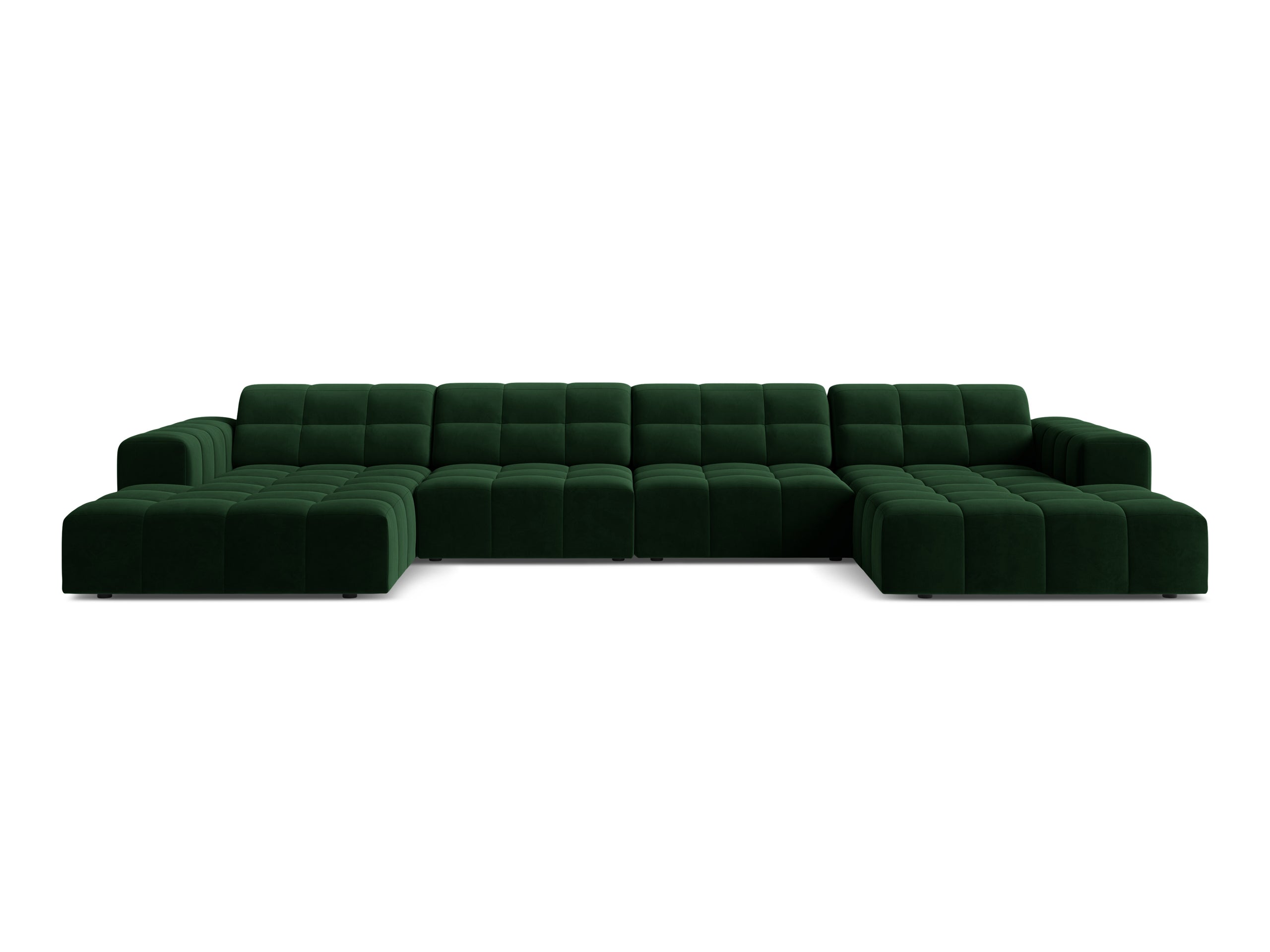 Micadoni Jennifer panoramatická sedačka 375 × 167 cm - Zamat Bluvel (Blu78) - Fľaškovozelená