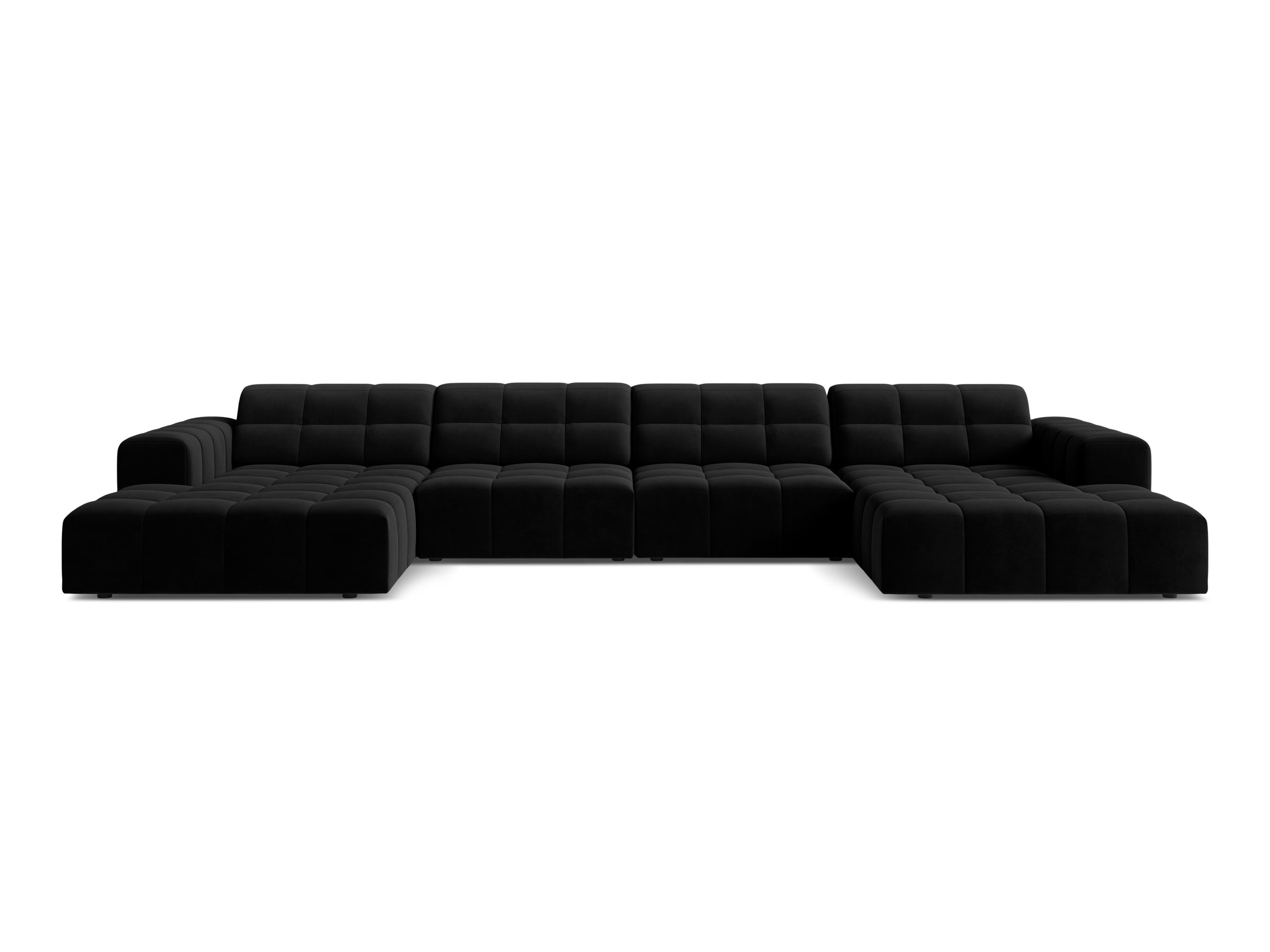 Micadoni Jennifer panoramatická sedačka 375 × 167 cm - Zamat Bluvel (Blu19) - Čierna