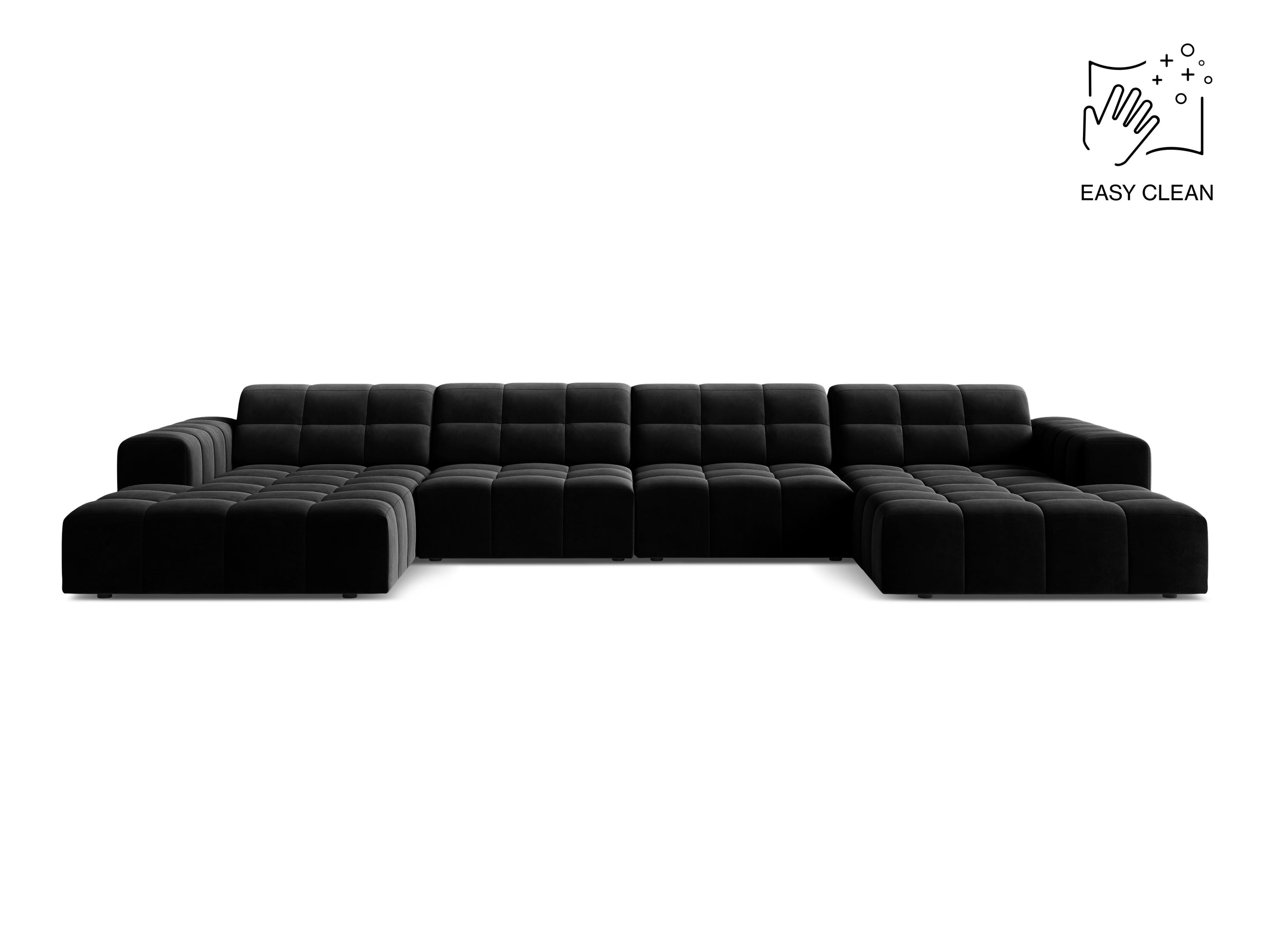 Micadoni Jennifer panoramatická sedačka 375 × 167 cm - Zamat Venus (Ven2923) - Čierna