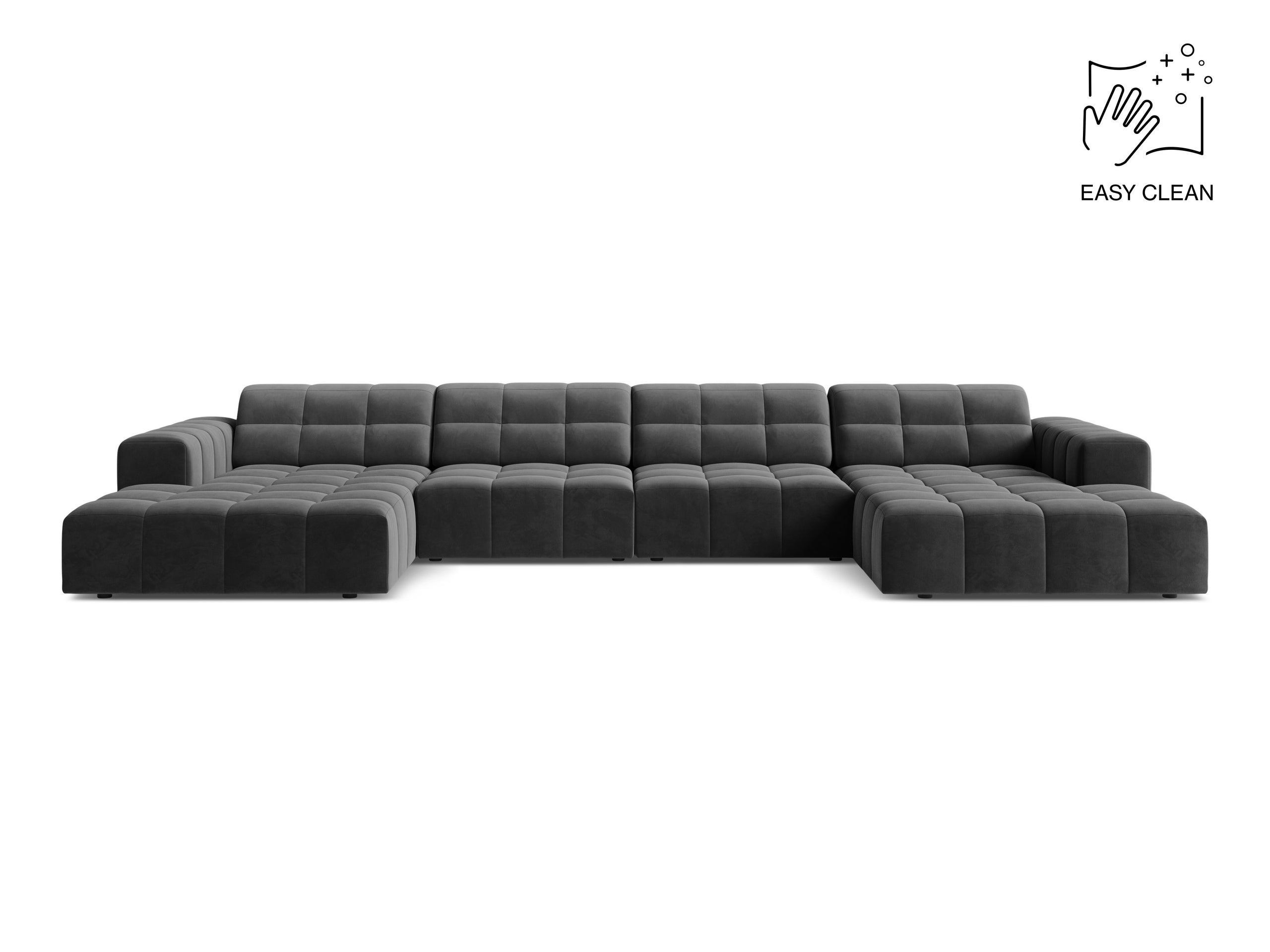 Micadoni Jennifer panoramatická sedačka 375 × 167 cm - Zamat Venus (Ven2930) - Sivá
