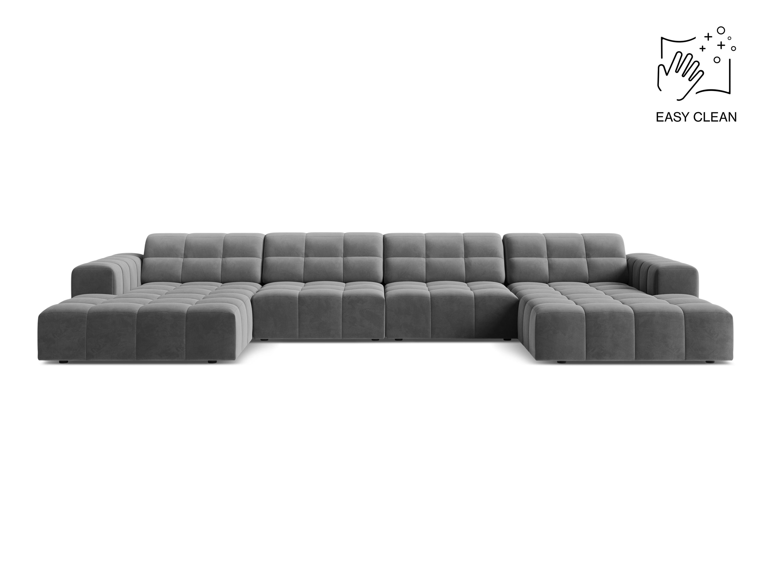 Micadoni Jennifer panoramatická sedačka 375 × 167 cm - Zamat Venus (Ven2929) - Svetlosivá