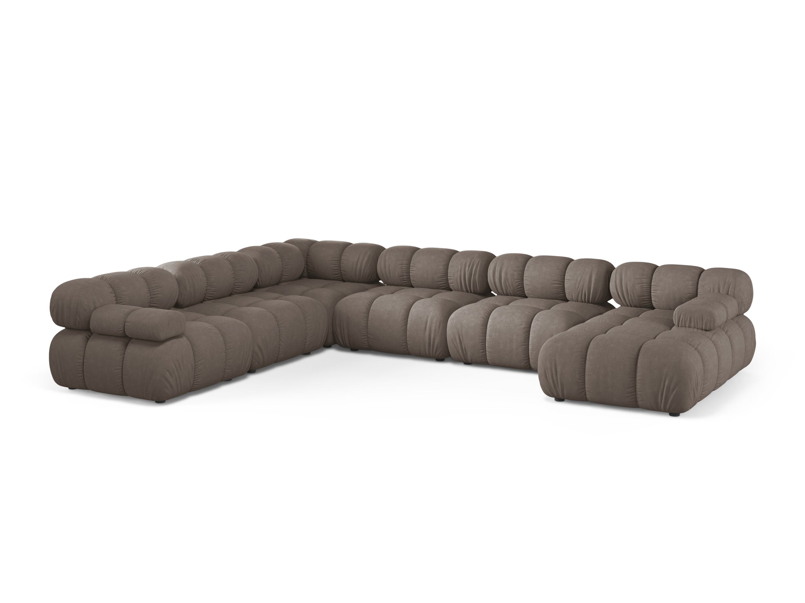 Micadoni Bellis panoramatická sedačka 376 × 282 cm - Štrukturovaná látka Liberty (Lib5) - Kapučínová - Ľavé prevedenie