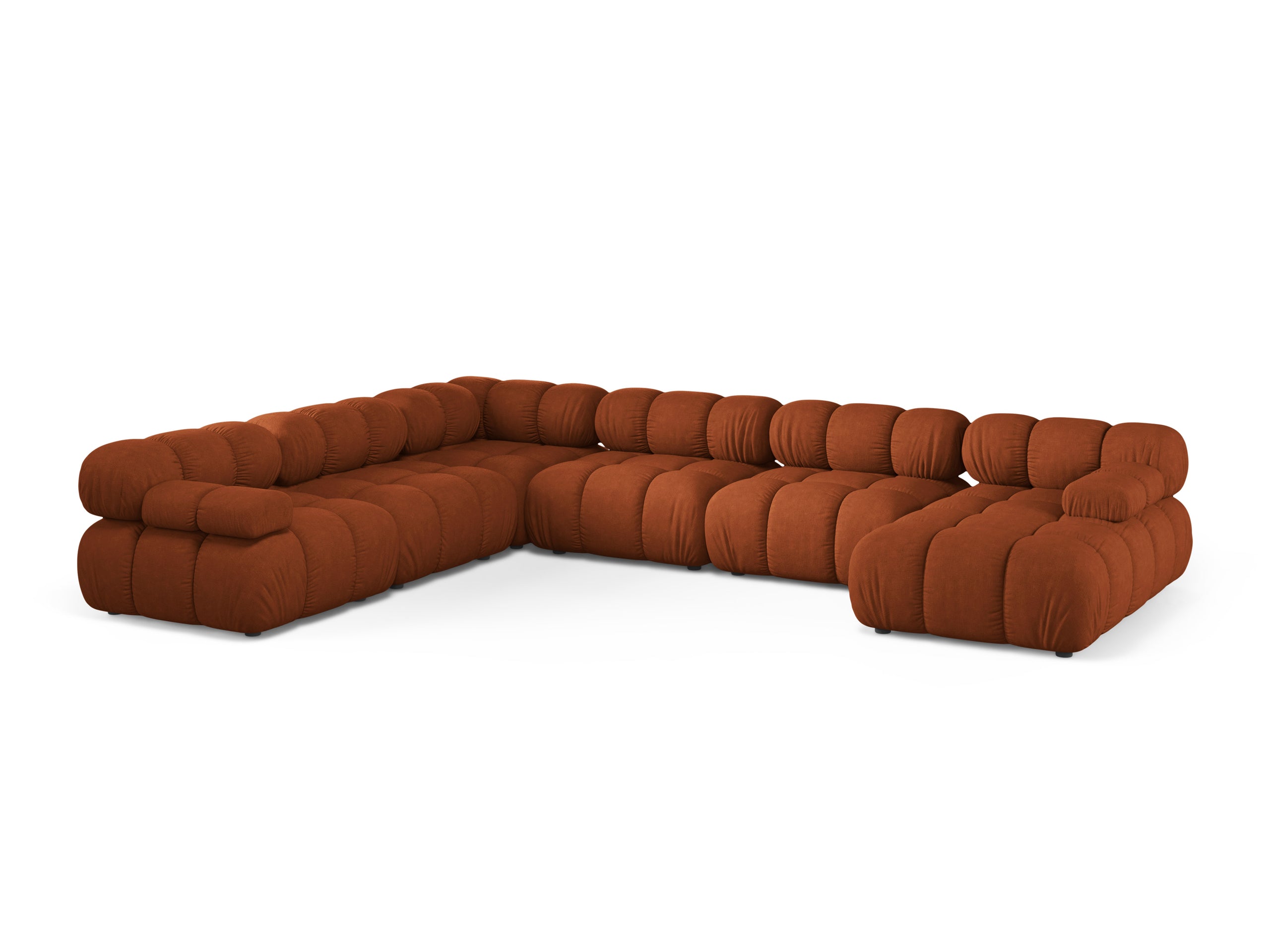 Micadoni Bellis panoramatická sedačka 376 × 282 cm - Štrukturovaná látka Liberty (Lib9) - Tehlová - Ľavé prevedenie