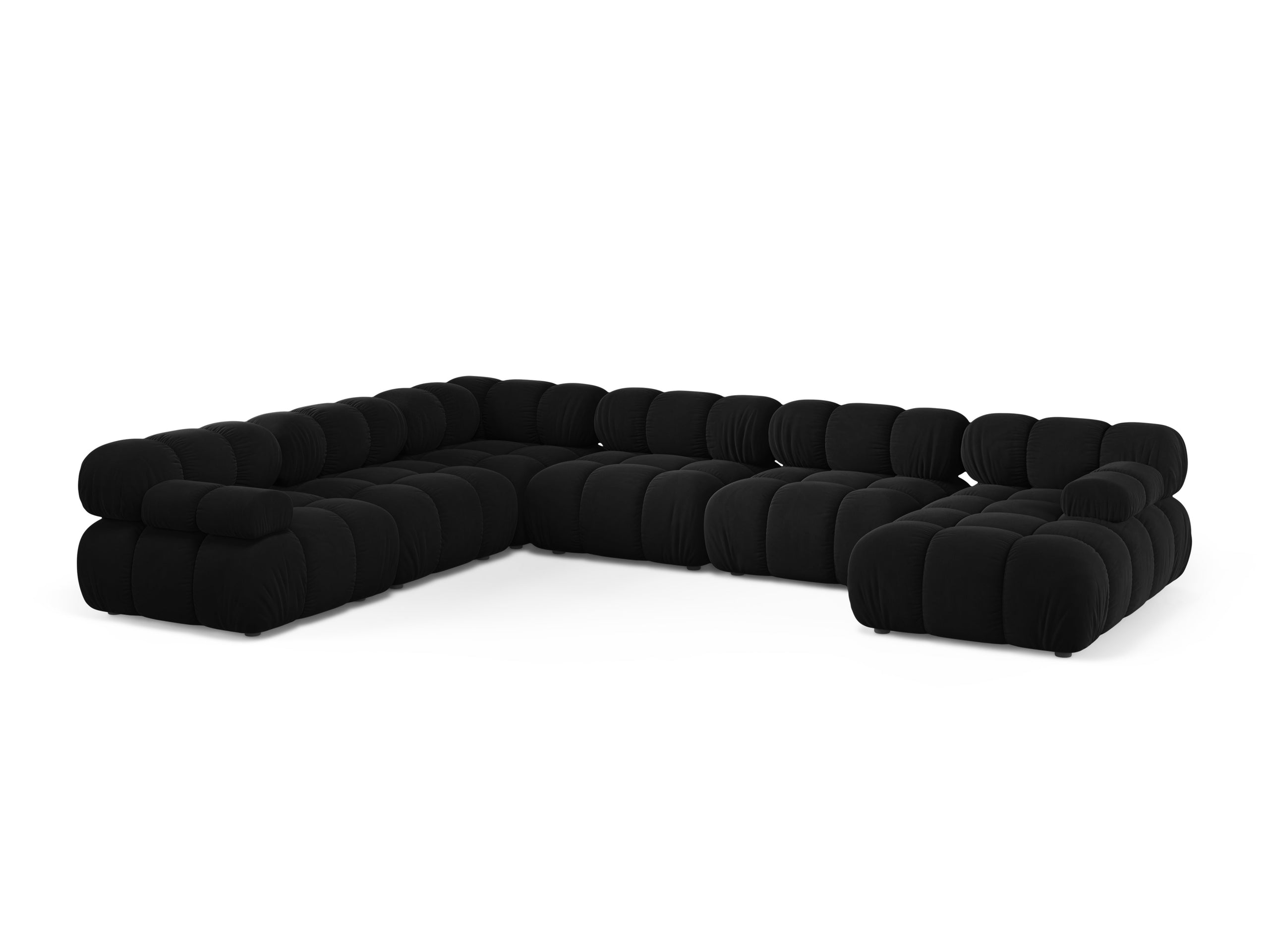 Micadoni Bellis panoramatická sedačka 376 × 282 cm - Zamat Bluvel (Blu19) - Čierna - Ľavé prevedenie