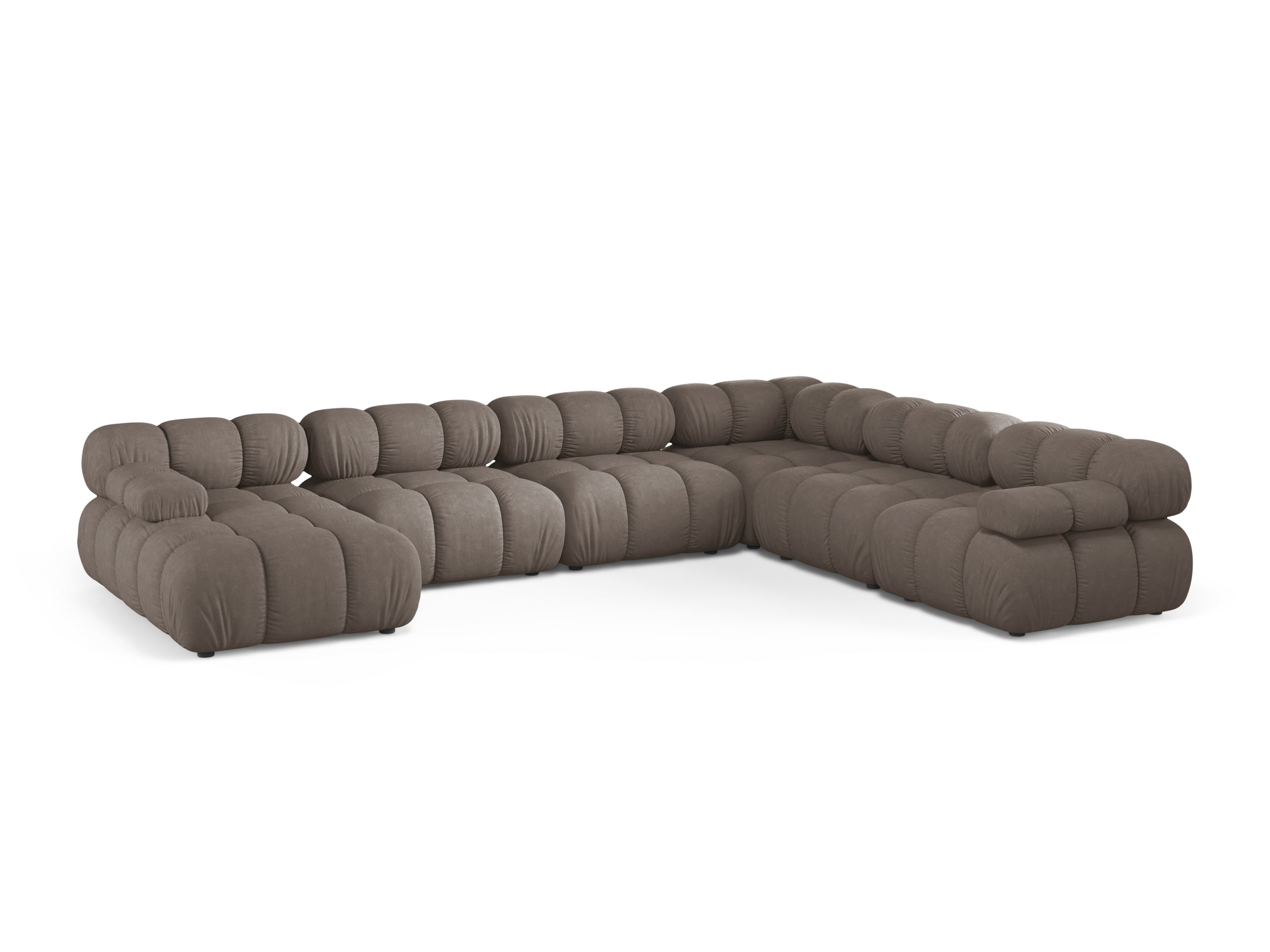 Micadoni Bellis panoramatická sedačka 376 × 282 cm - Štrukturovaná látka Liberty (Lib5) - Kapučínová - Pravé prevedenie