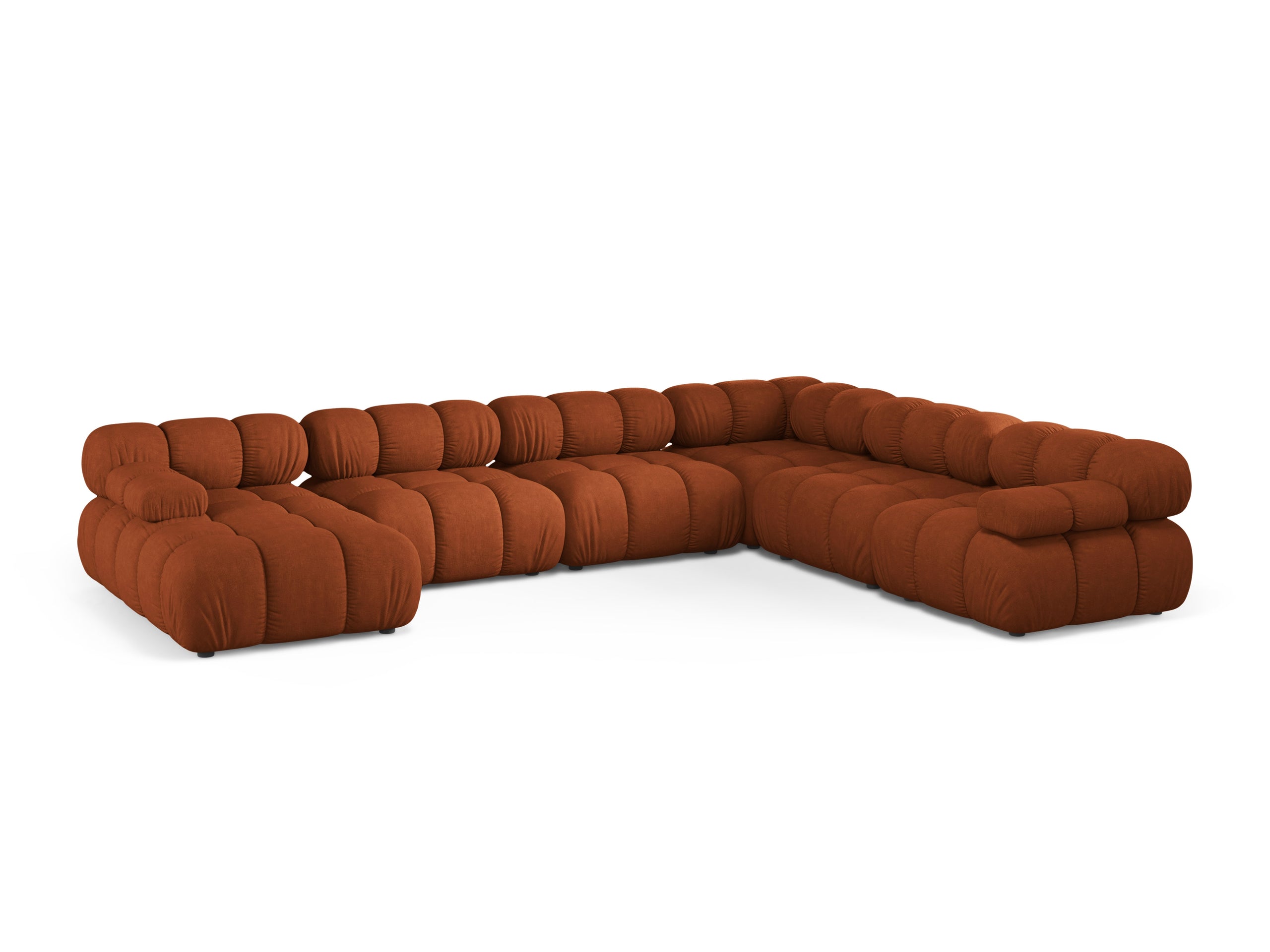 Micadoni Bellis panoramatická sedačka 376 × 282 cm - Štrukturovaná látka Liberty (Lib9) - Tehlová - Pravé prevedenie