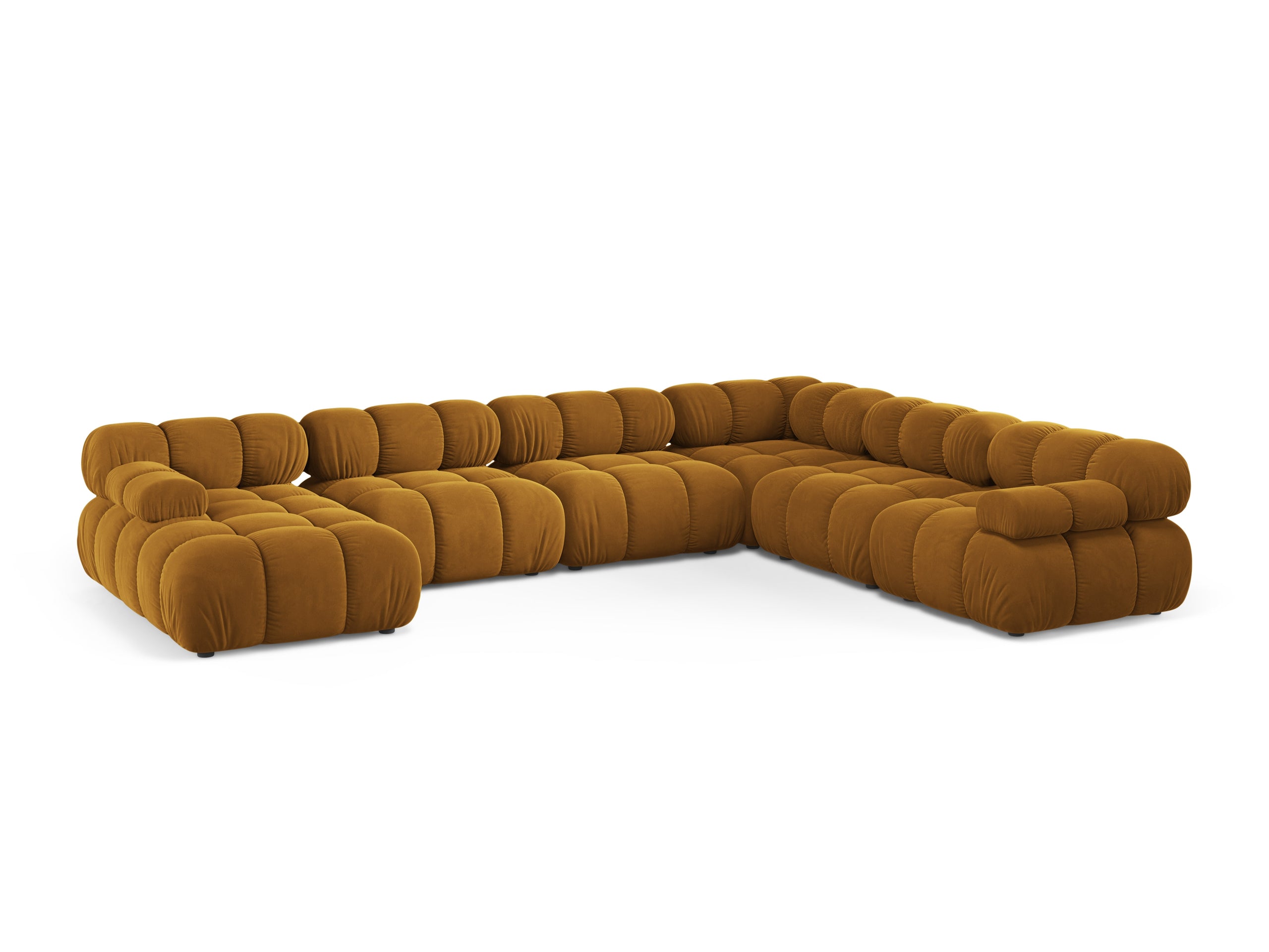 Micadoni Bellis panoramatická sedačka 376 × 282 cm - Zamat Bluvel (Blu68) - Žltá - Pravé prevedenie