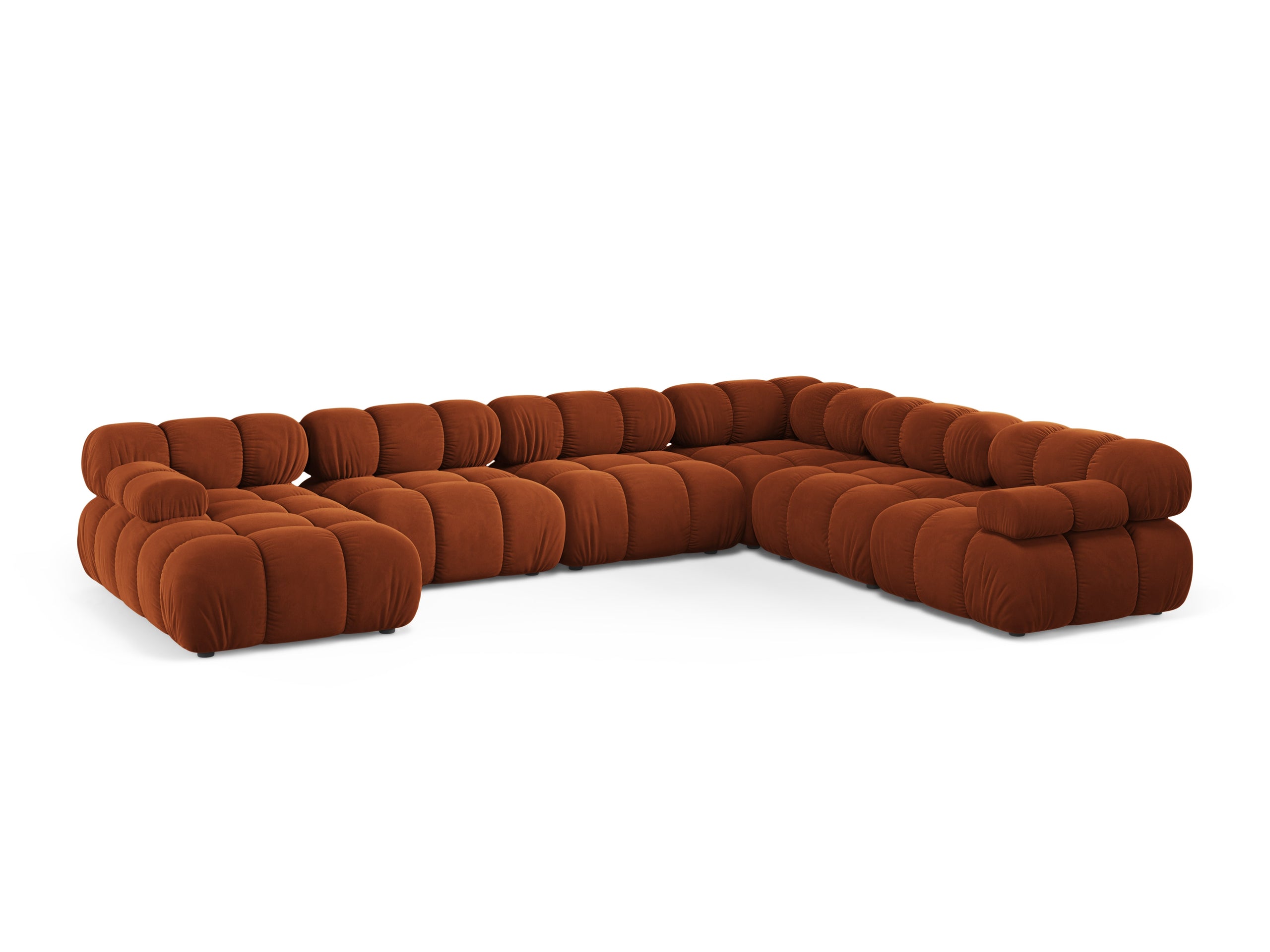 Micadoni Bellis panoramatická sedačka 376 × 282 cm - Zamat Bluvel (Blu4215) - Terakotová - Pravé prevedenie