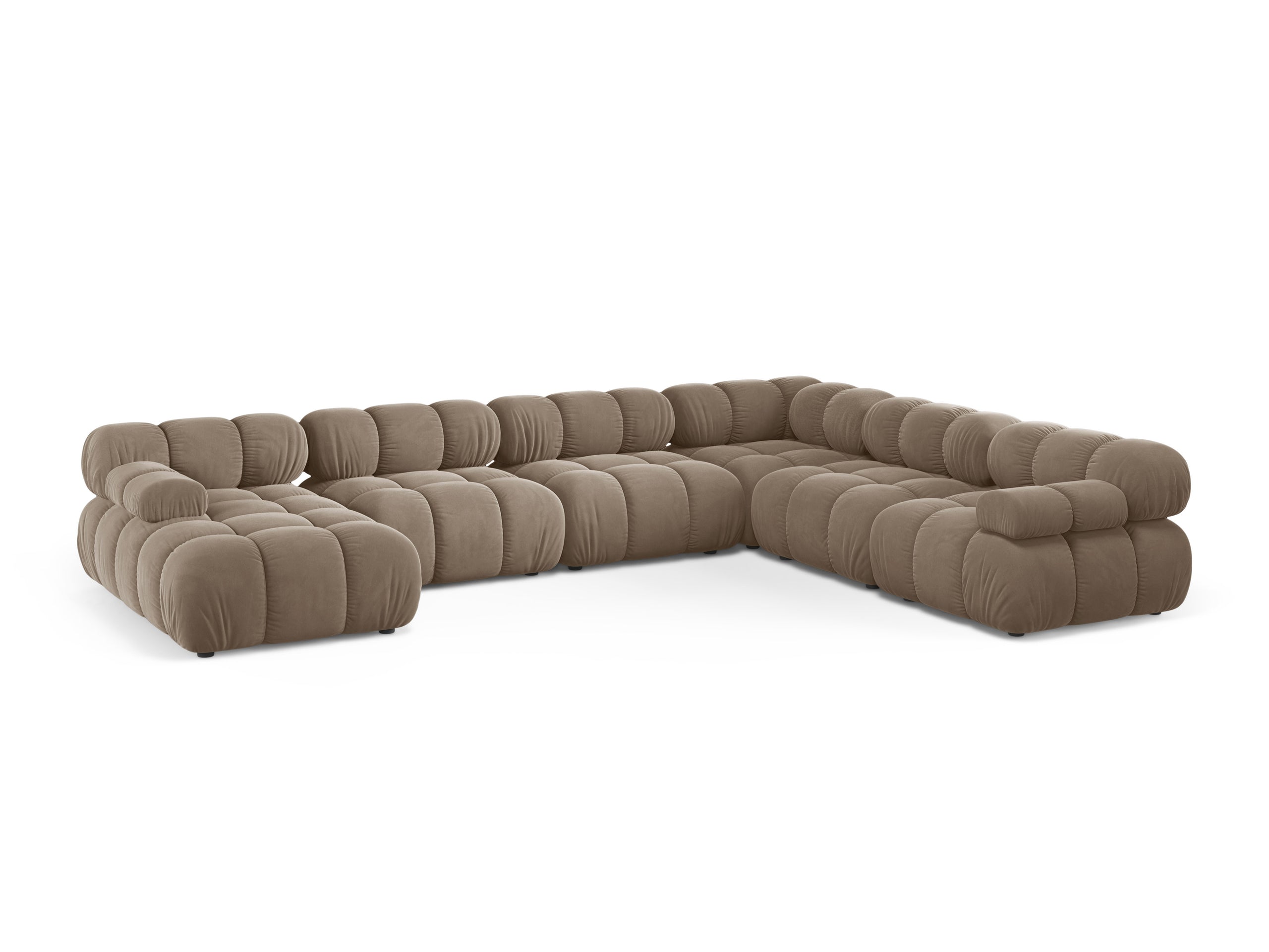 Micadoni Bellis panoramatická sedačka 376 × 282 cm - Zamat Bluvel (Blu40) - Kapučínová - Pravé prevedenie