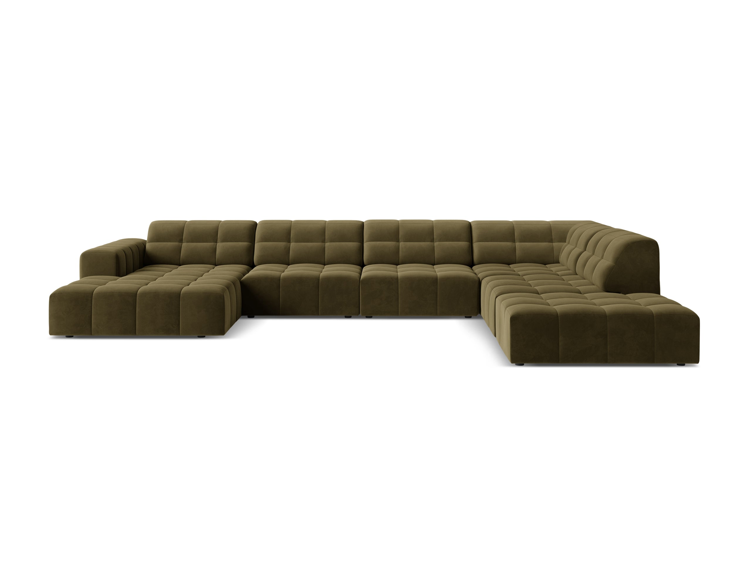 Micadoni Jennifer panoramatická sedačka 375 × 263 cm - Zamat Bluvel (Blu77) - Zelená - Pravé prevedenie