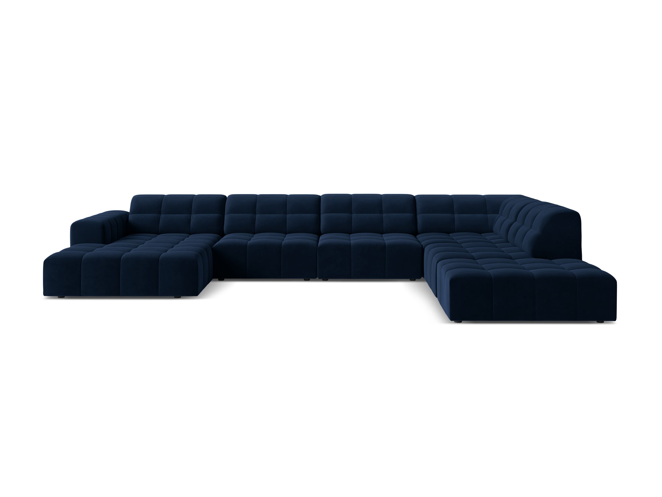 Micadoni Jennifer panoramatická sedačka 375 × 263 cm - Zamat Bluvel (Blu86) - Kráľovská modrá - Pravé prevedenie