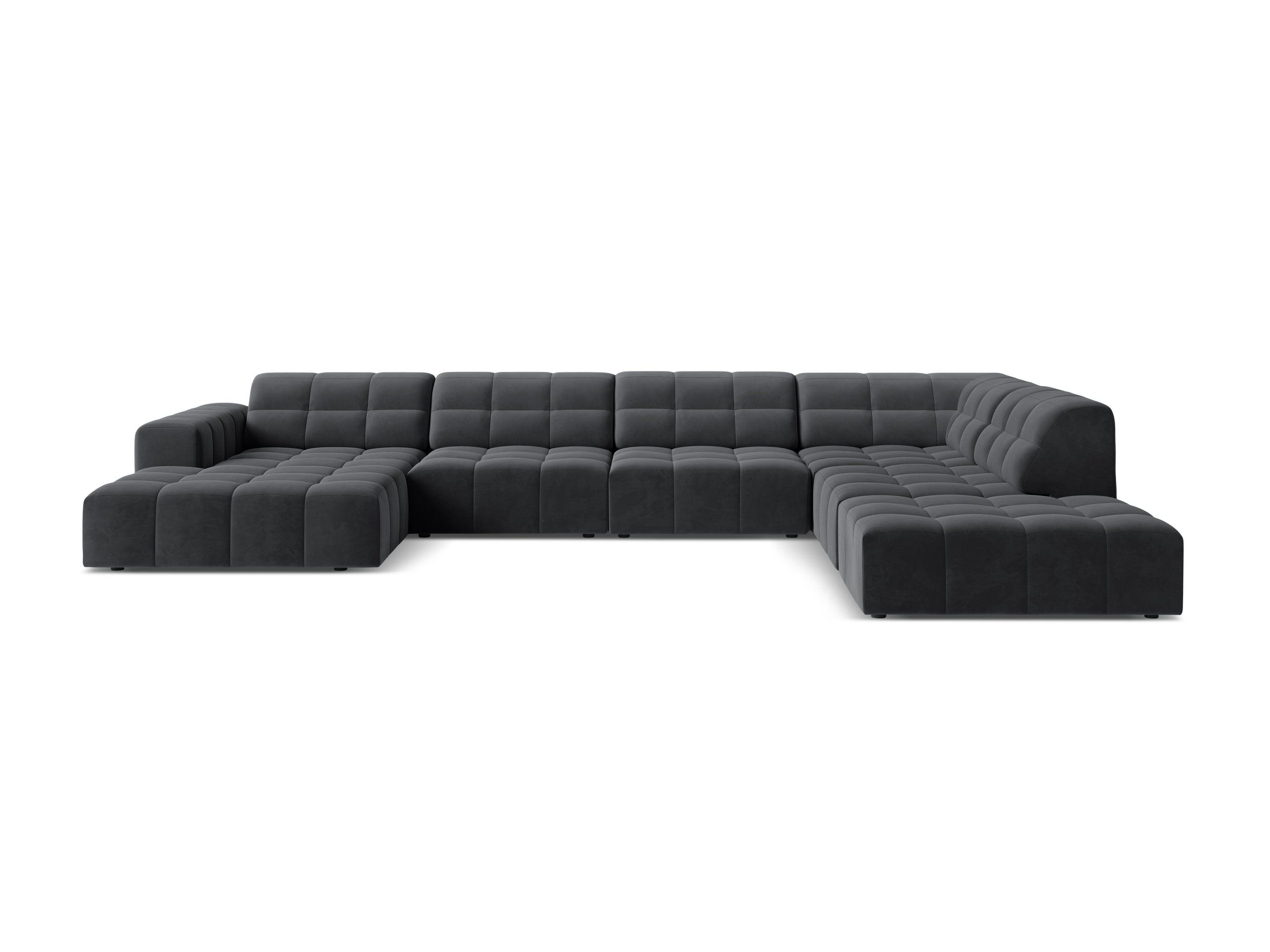 Micadoni Jennifer panoramatická sedačka 375 × 263 cm - Zamat Bluvel (Blu14) - Sivá - Pravé prevedenie