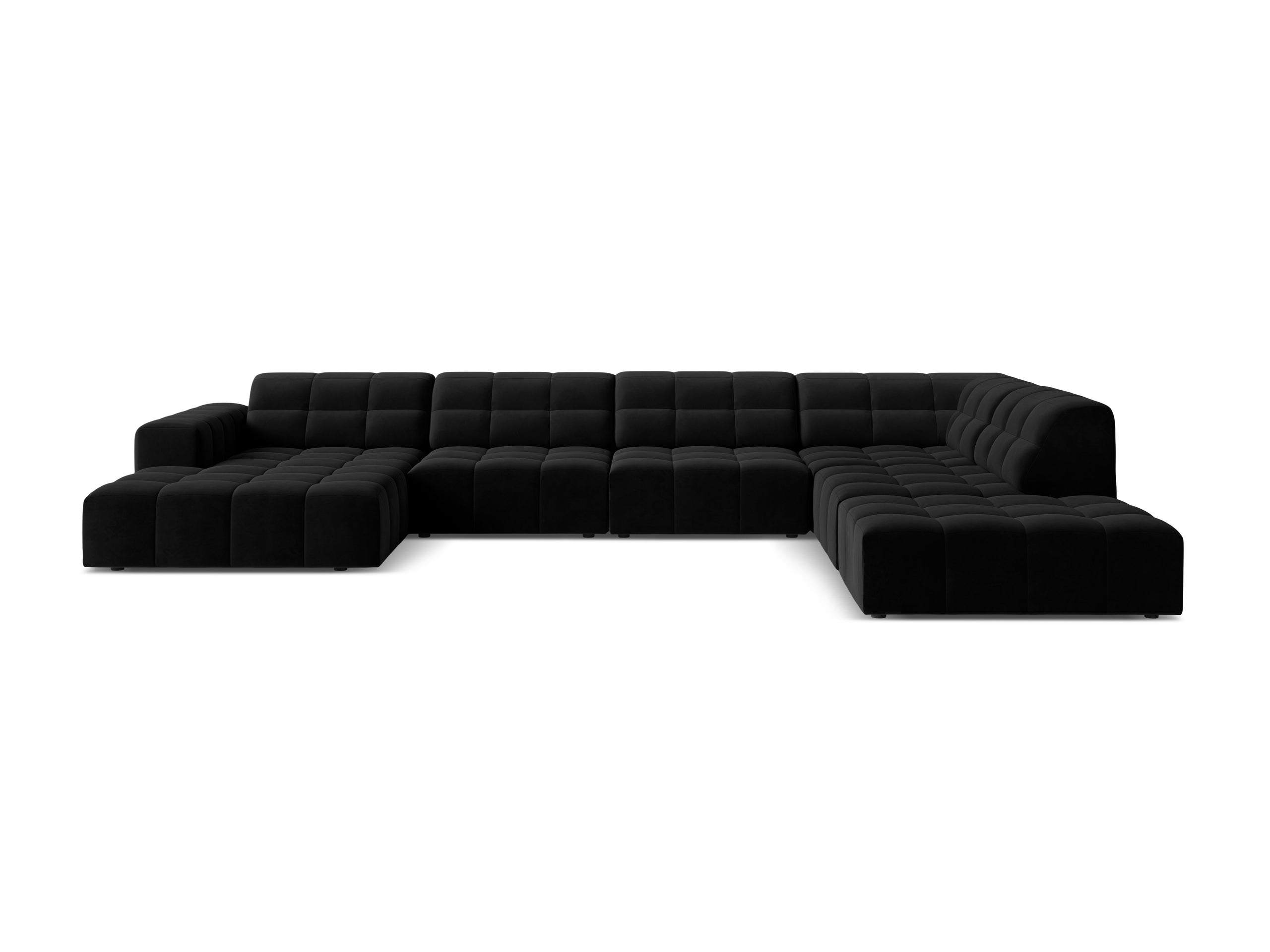 Micadoni Jennifer panoramatická sedačka 375 × 263 cm - Zamat Bluvel (Blu19) - Čierna - Pravé prevedenie
