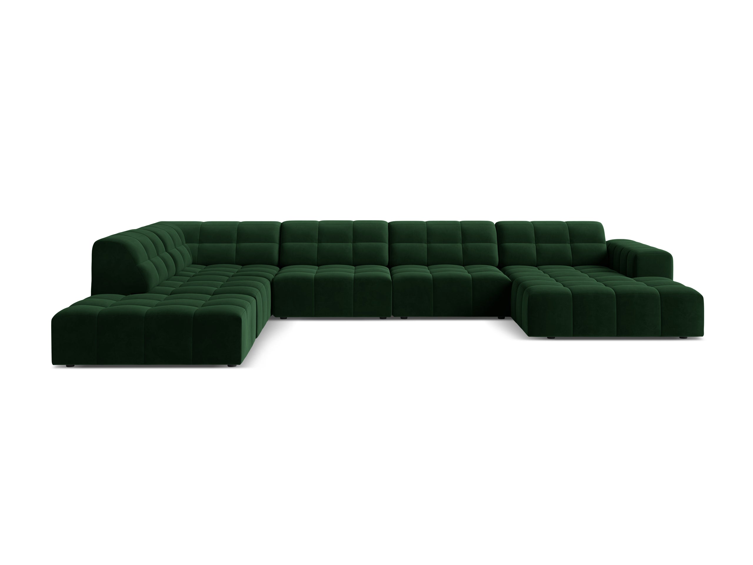 Micadoni Jennifer panoramatická sedačka 375 × 263 cm - Zamat Bluvel (Blu78) - Fľaškovozelená - Ľavé prevedenie