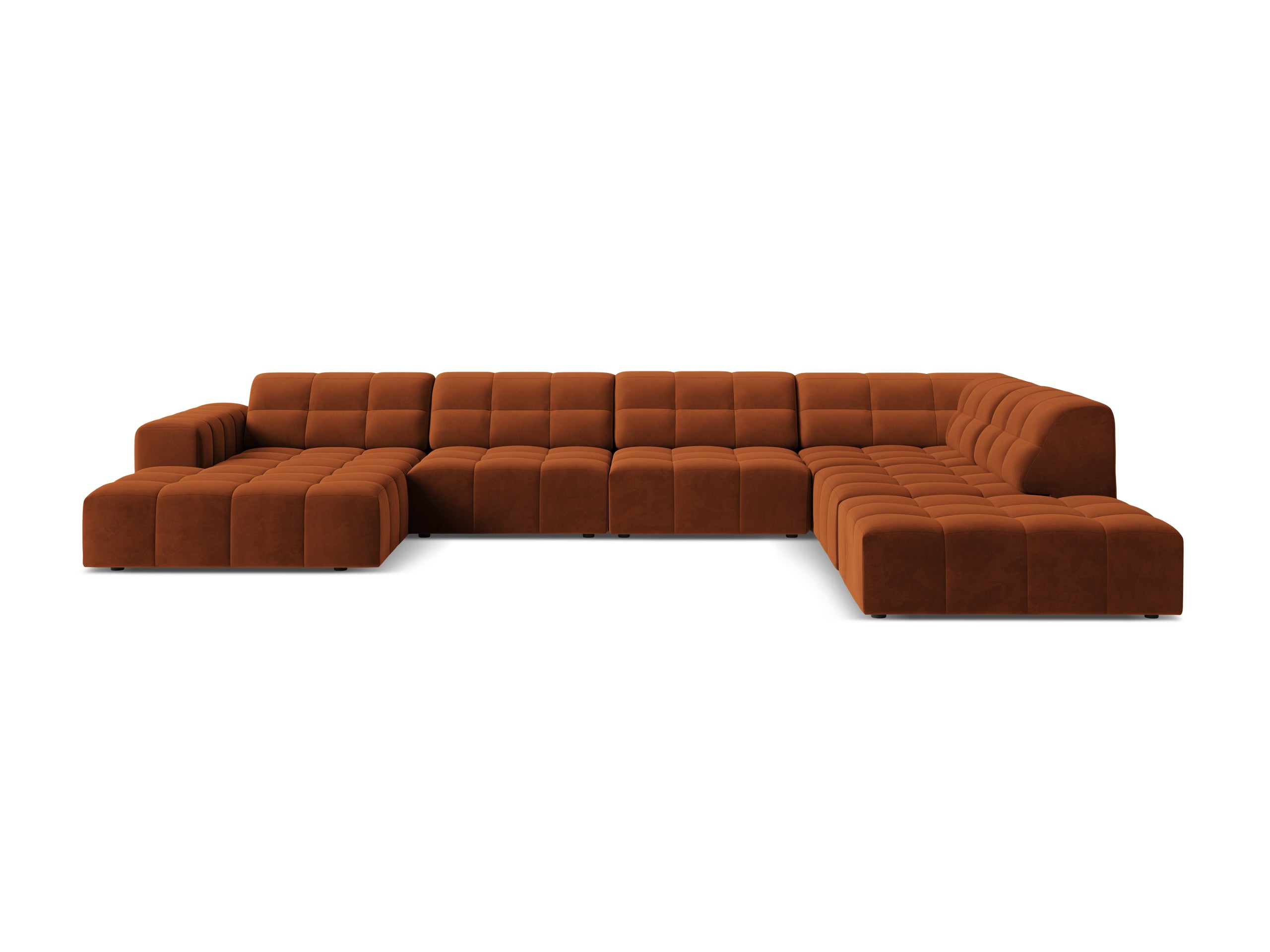 Micadoni Jennifer panoramatická sedačka 375 × 263 cm - Zamat Bluvel (Blu4215) - Terakotová - Pravé prevedenie